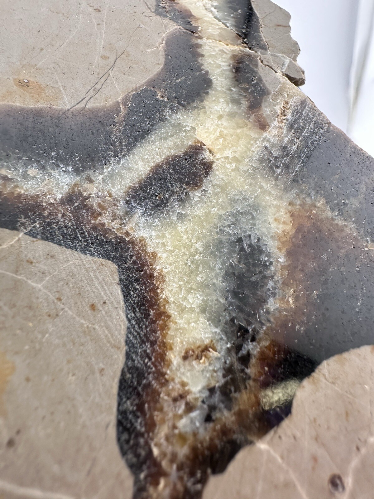Polished Septarian End Piece Thick Slab 4″ X 3″ 8.3 oz Natural Art!