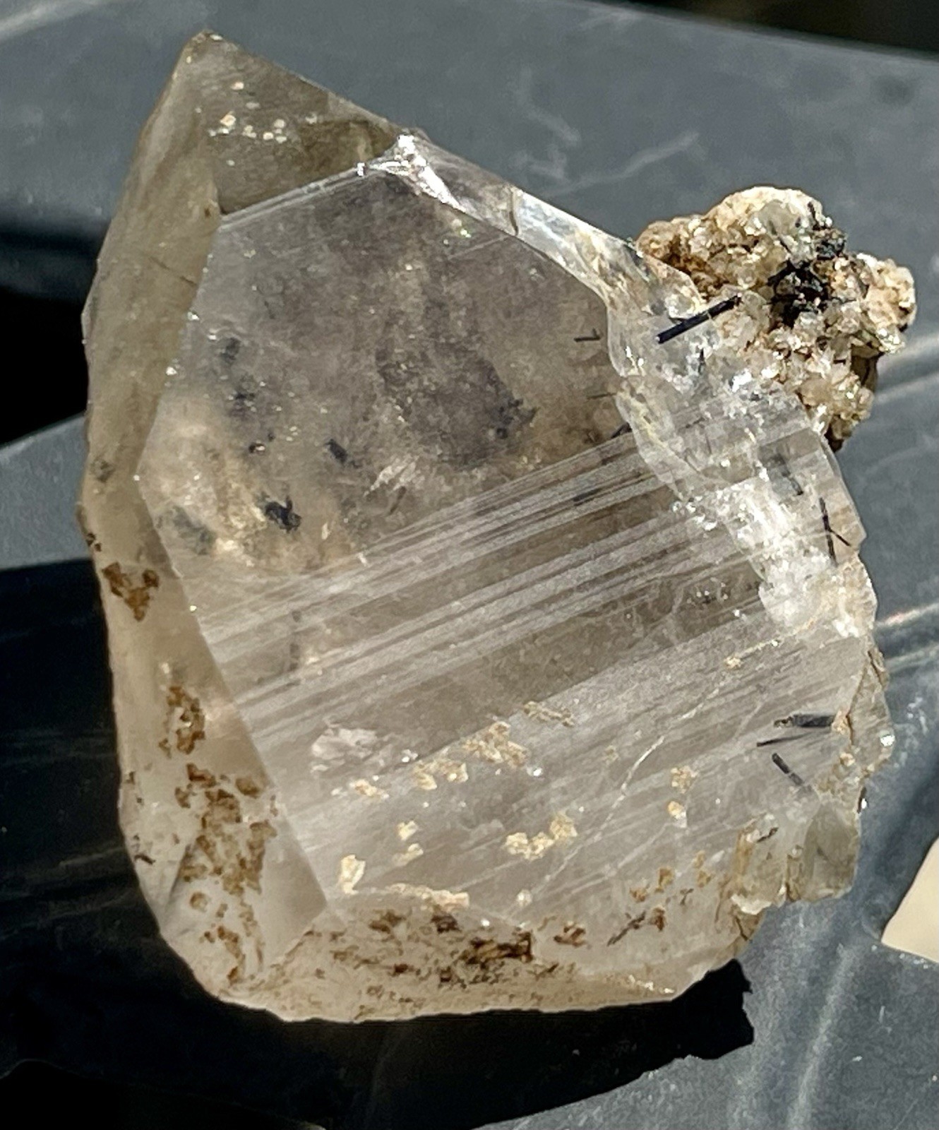 Quartz With Black Tourmaline 1.0” L X 2.0” H 39.07 Grams From Pakistan