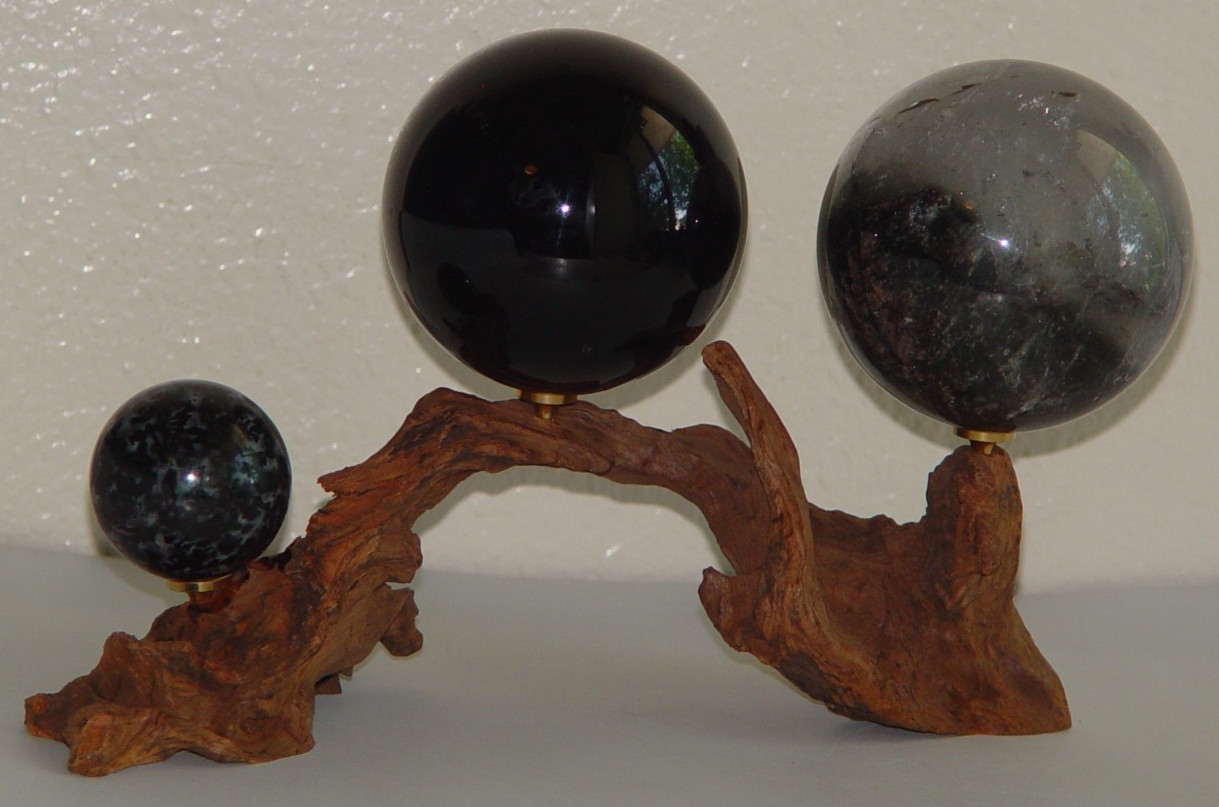 Natural Driftwood (3) Sphere Display Stand Egg Holder Rustic Wood Stand (#343)