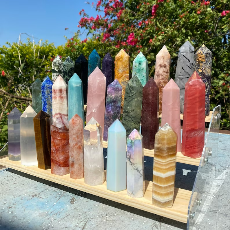 40 Choices Natural Crystal Tower Point Healing Charka Obelisk Ornament-3.1”+