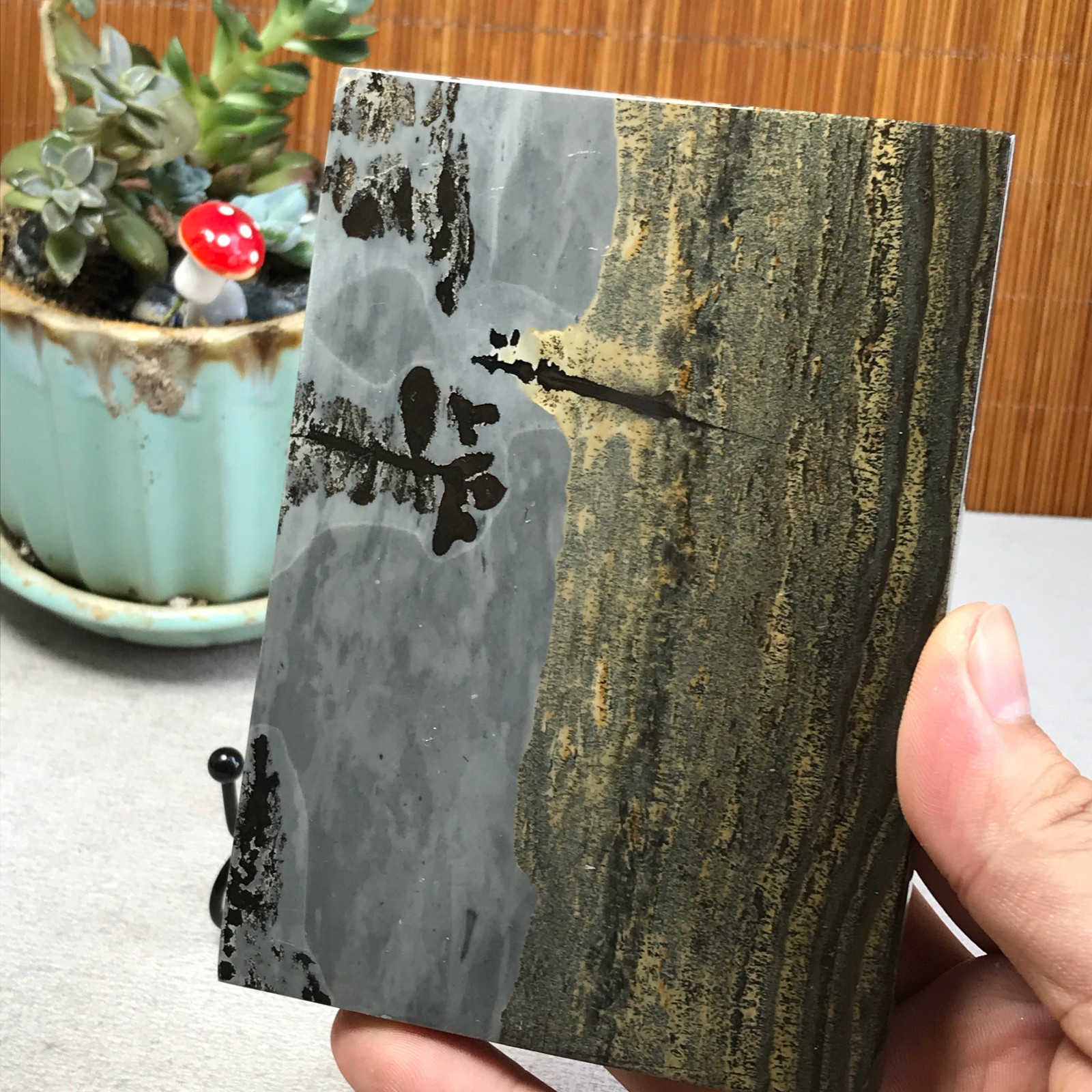 290g Natural Chinese painting stone crystal ornaments for home decoration A6423