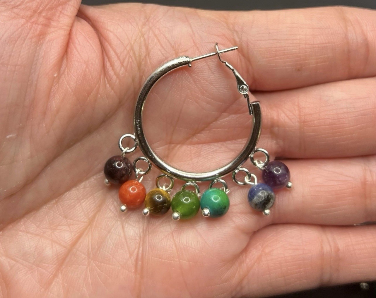 7 Chakra Genuine Stone Earrings