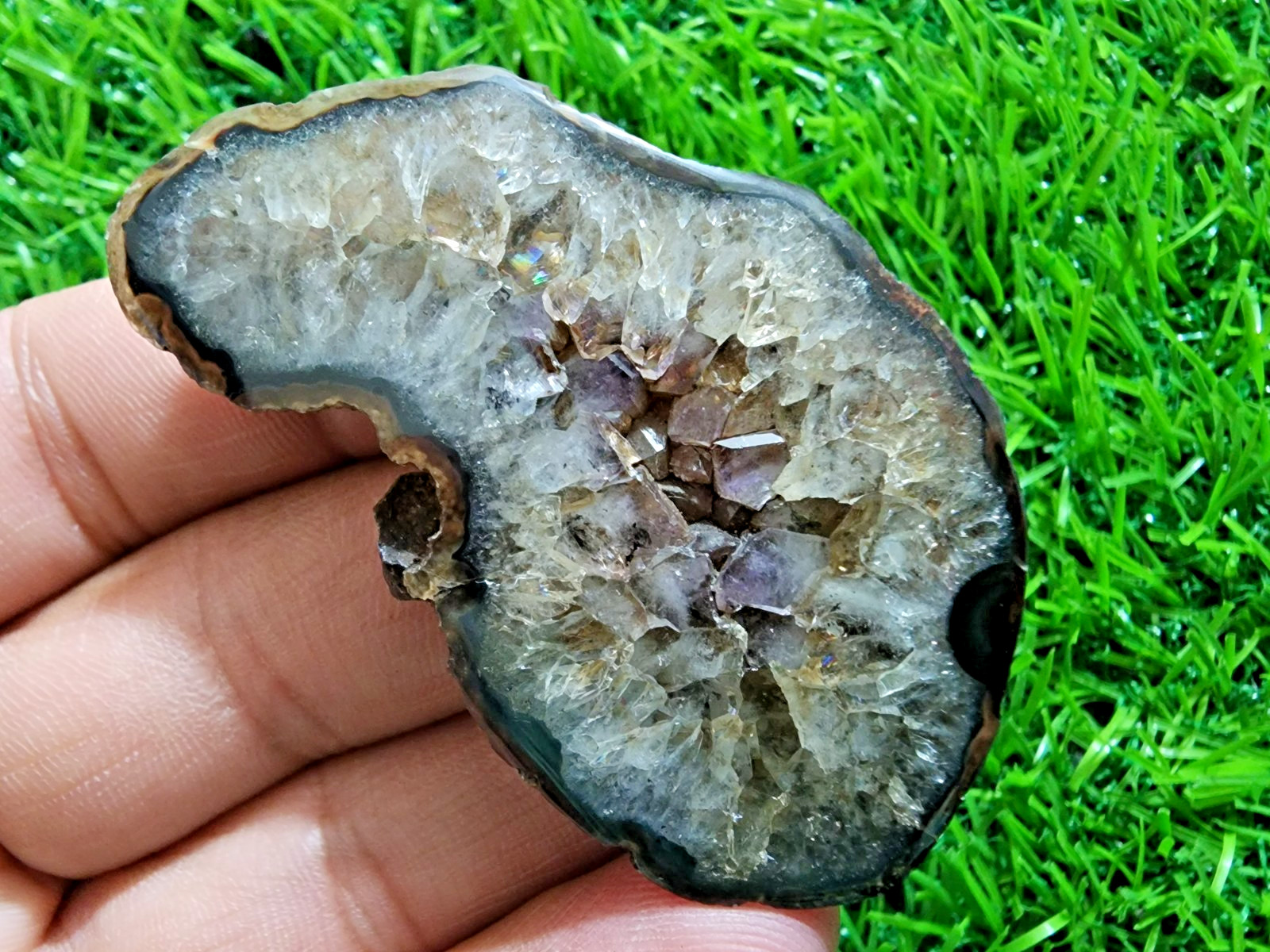 120ct Window Druzy Agate Druzy Crystal Polished Geode Slab Gemstone for Jewelry