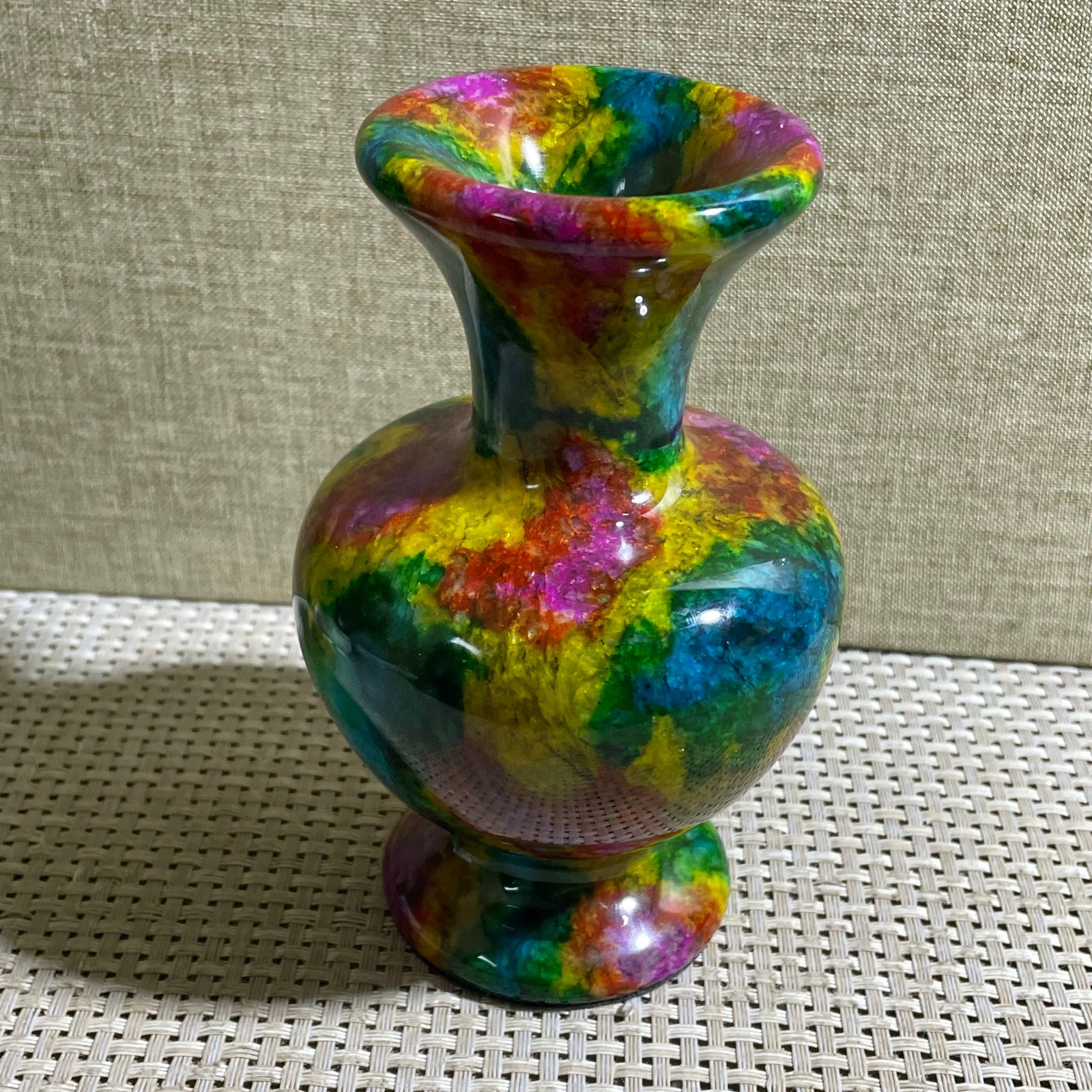 835g Seven Colors Jade vase specimen Decorative -Taiwan China