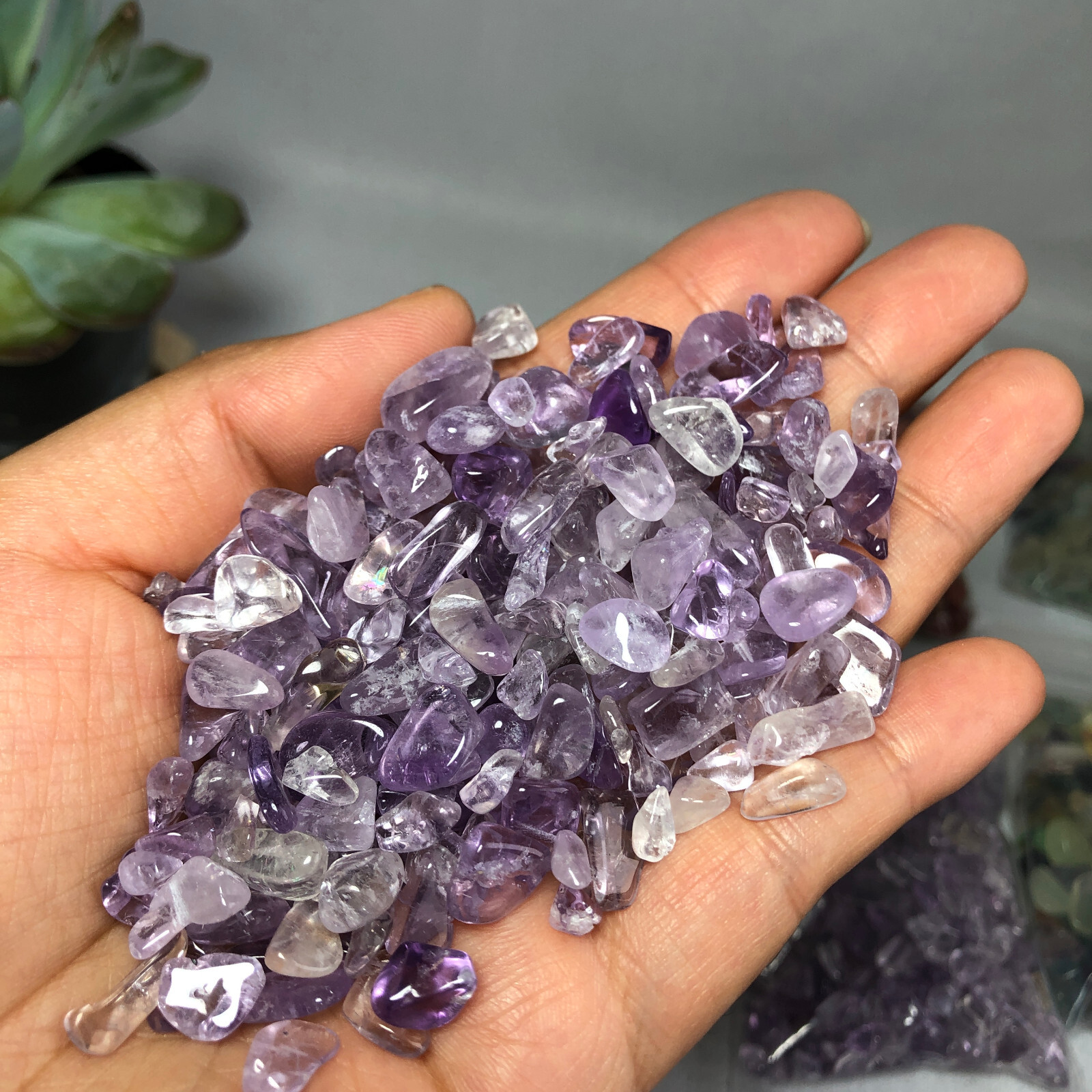 100g Natural purple crystal amethyst gravel reiki healing fish tank decorations2