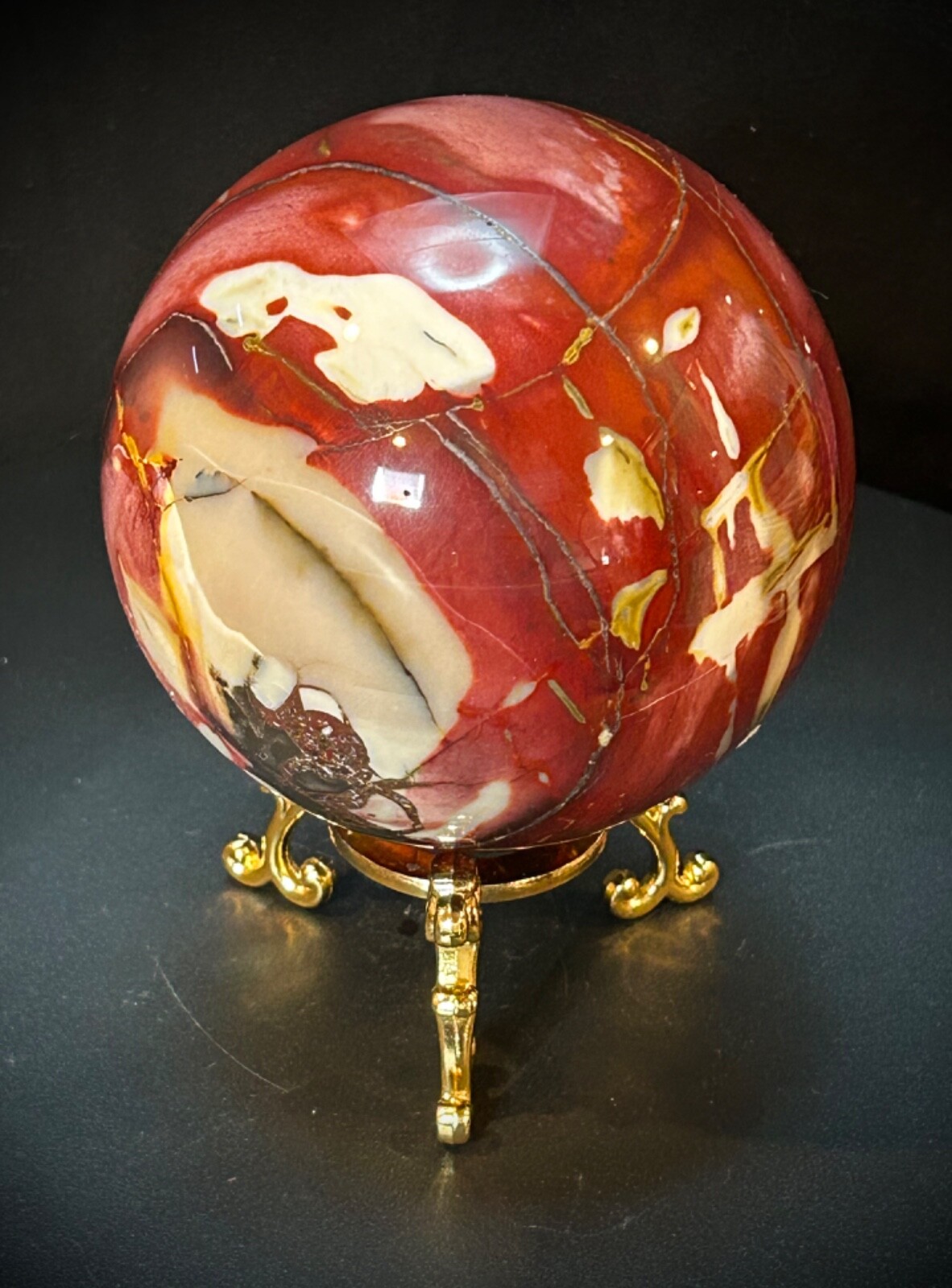 3.75″ Mookaite Jasper Sphere With Metal Stand 2lb 11oz