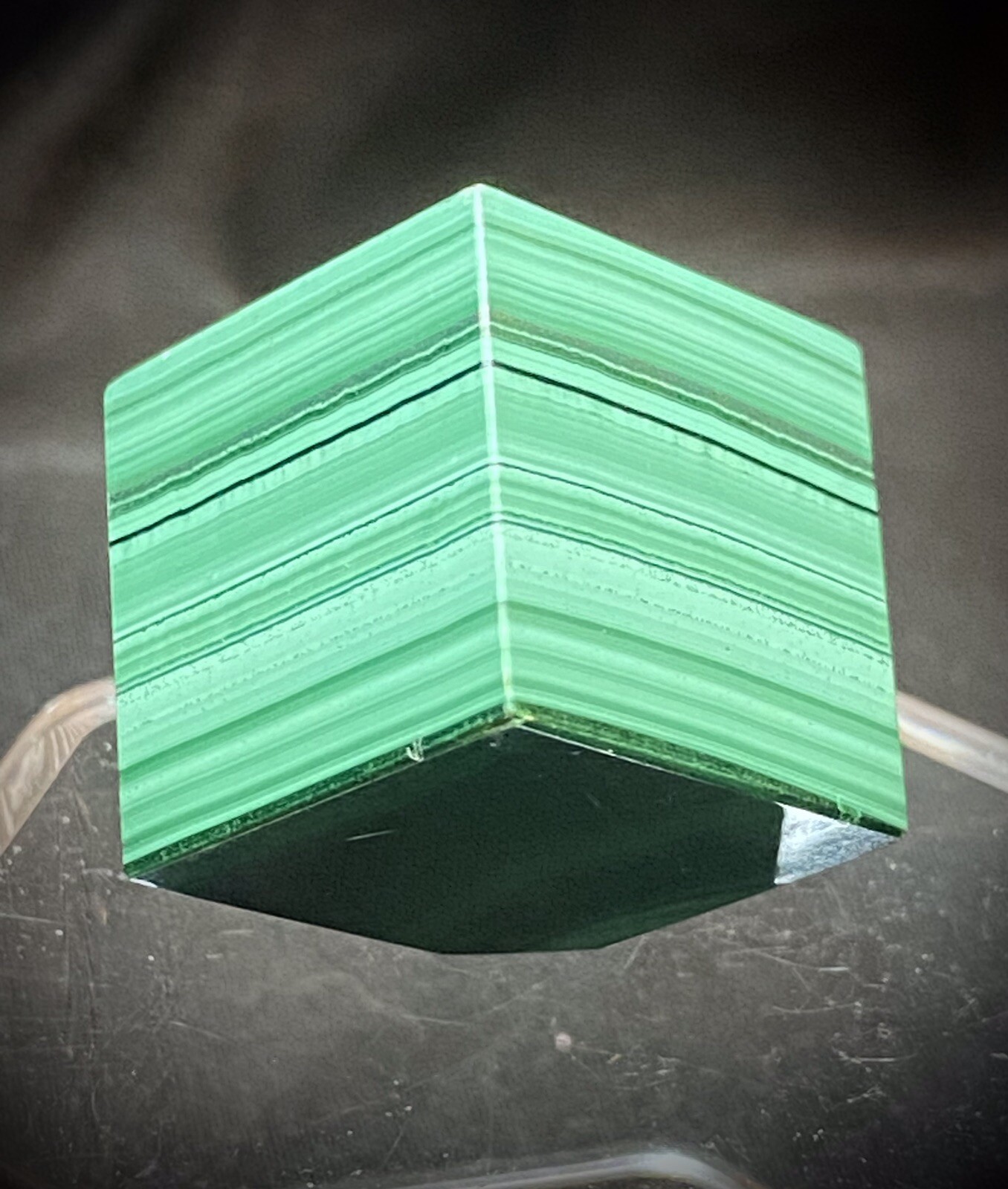 0.8 Inch Malachite Cube Stands On 1 Corner 40 Grams