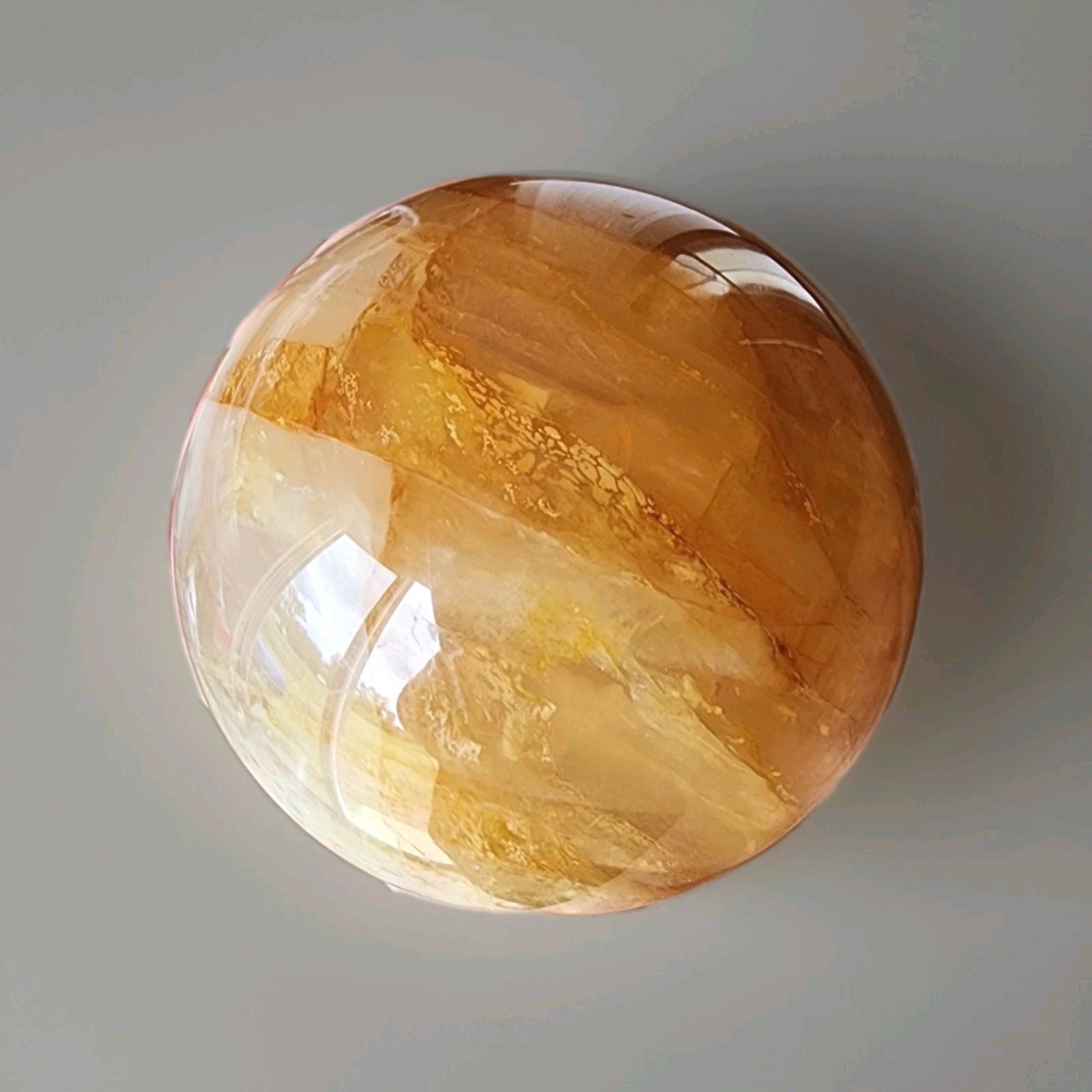 Natural Polished Yellow Fire Quartz 2.5″ Sphere with Light Stand – USA