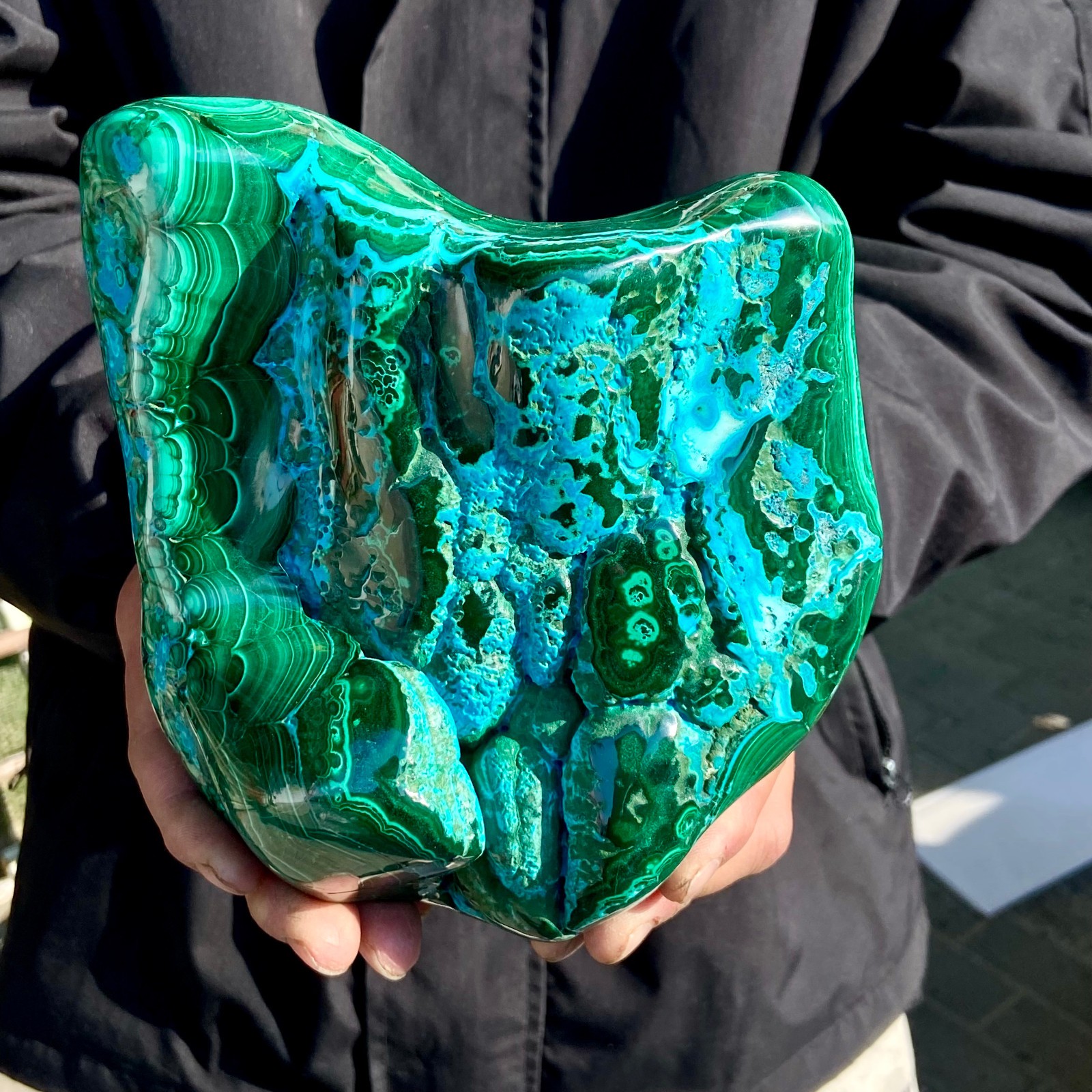 5.9LB Natural Malachite Cat Eye Mineral Specimens Quartz Crystal Reiki Healing
