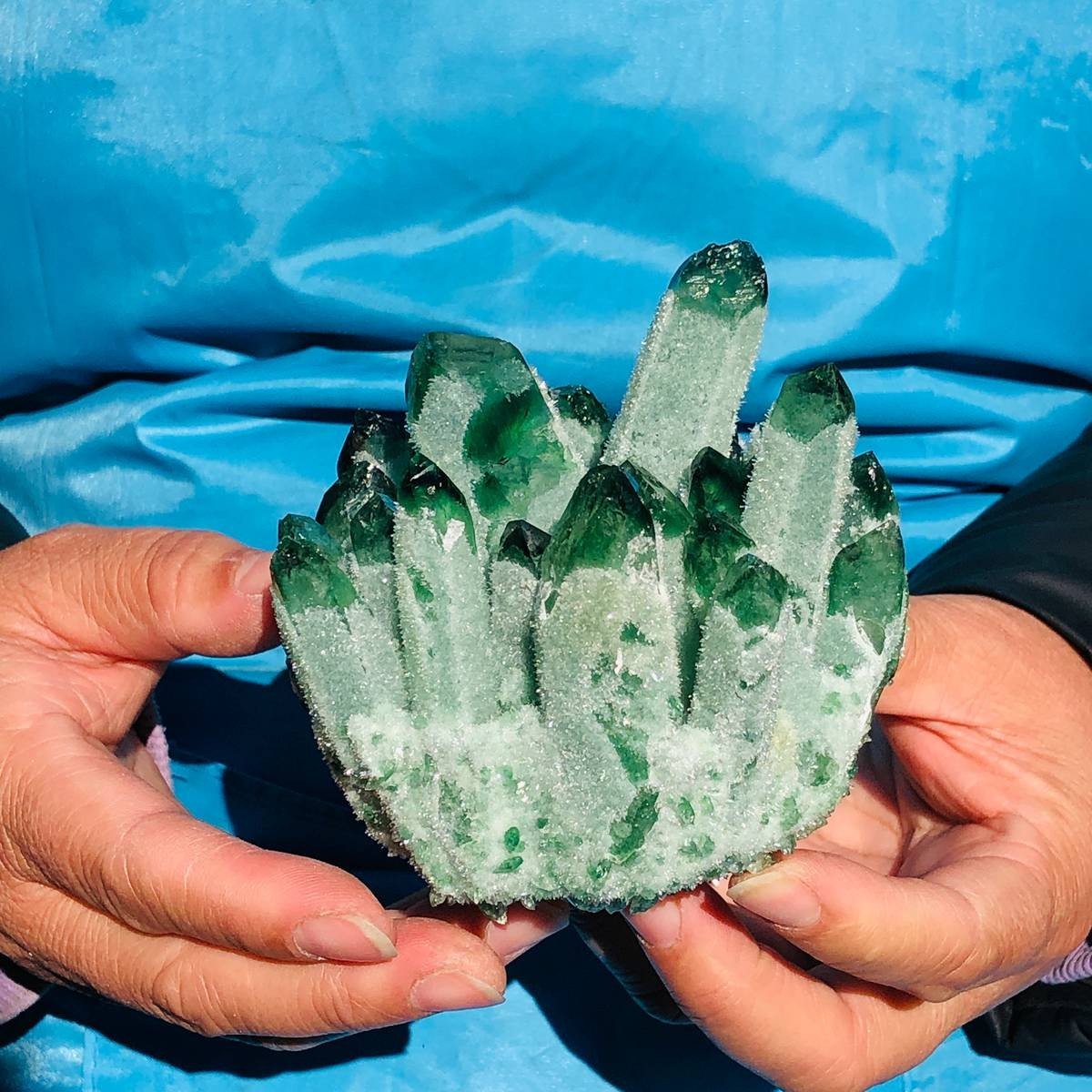 2 piece Lab-Grown Green Crystal Clusters Healing Energy Home Decor 3.03LB