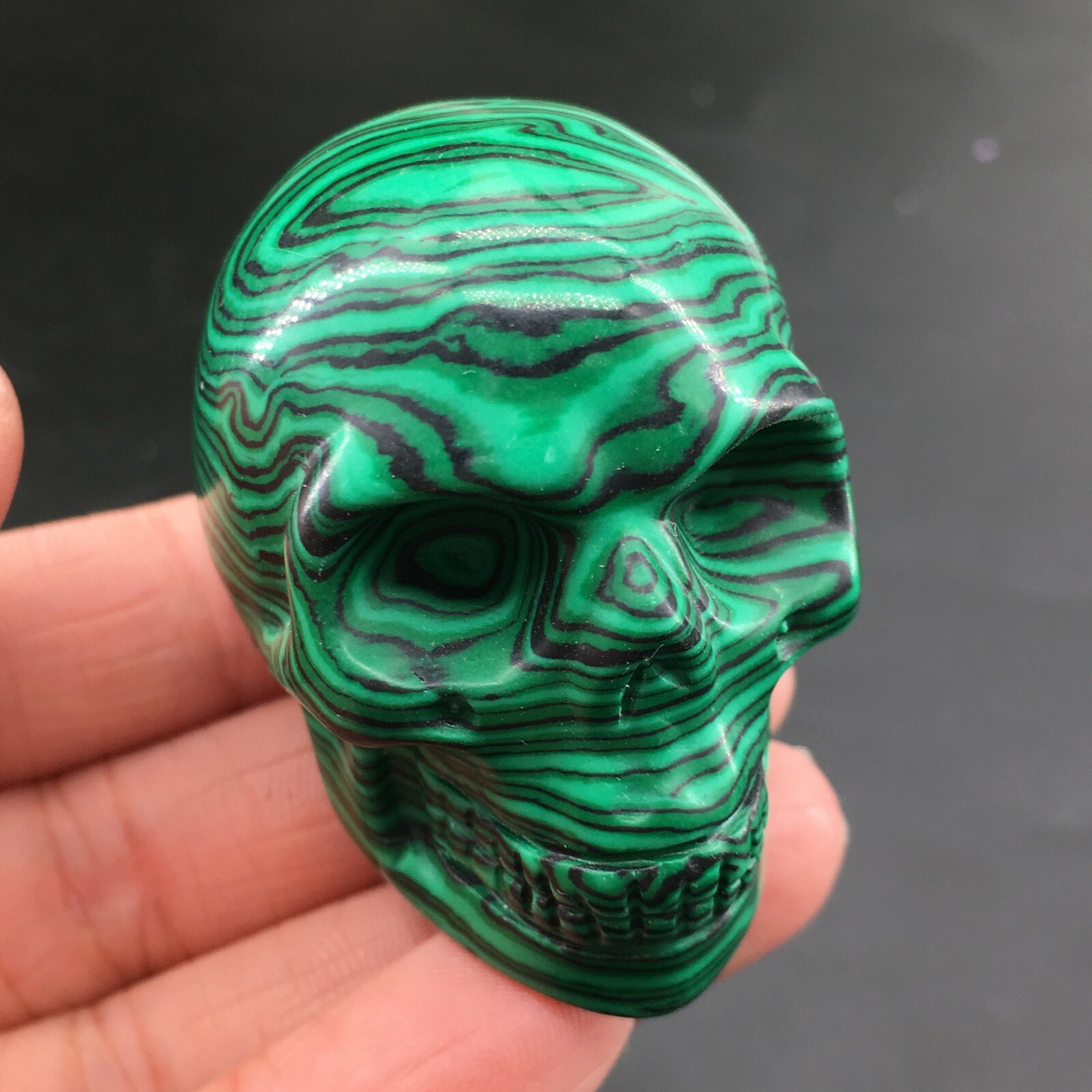 2″ malachite stone Quartz Crystal Skull Carved Skull Reiki Healing 1pc