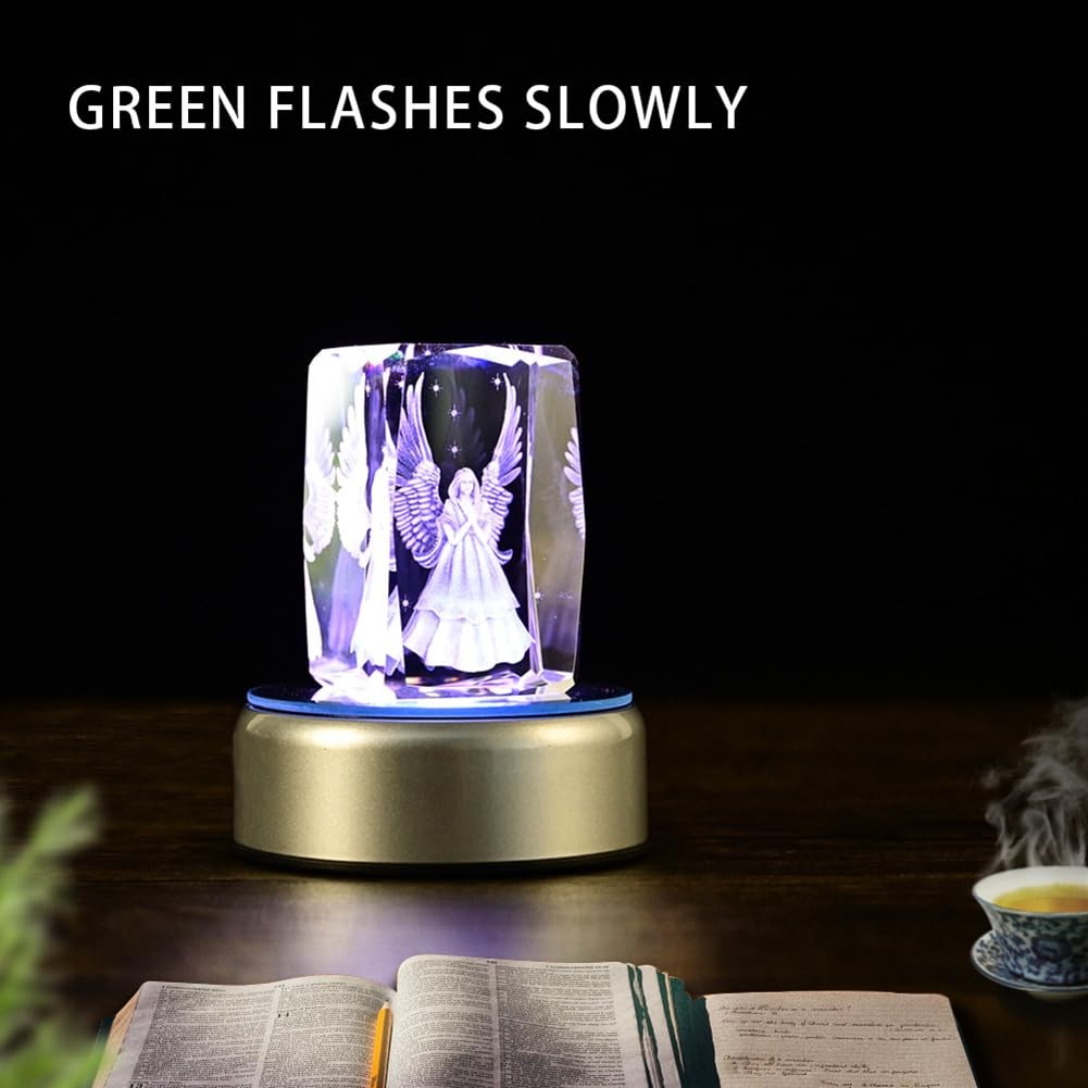 5 LED Display Base Rotating Crystal Glass Display Stand for Tumbler Cups
