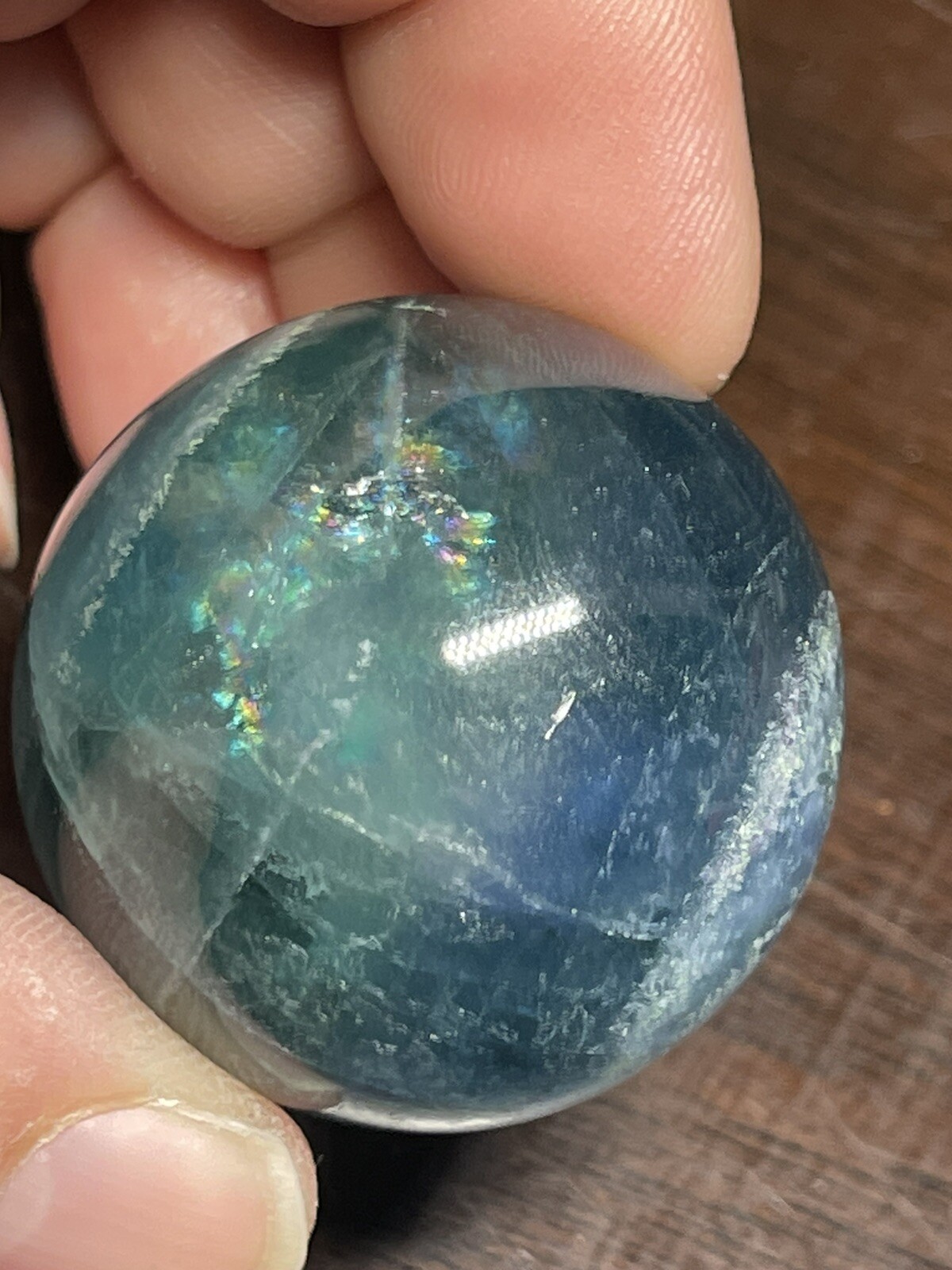 Blue Green Fluorite Mini Sphere Ball Orb Marble 34.6mm 71g