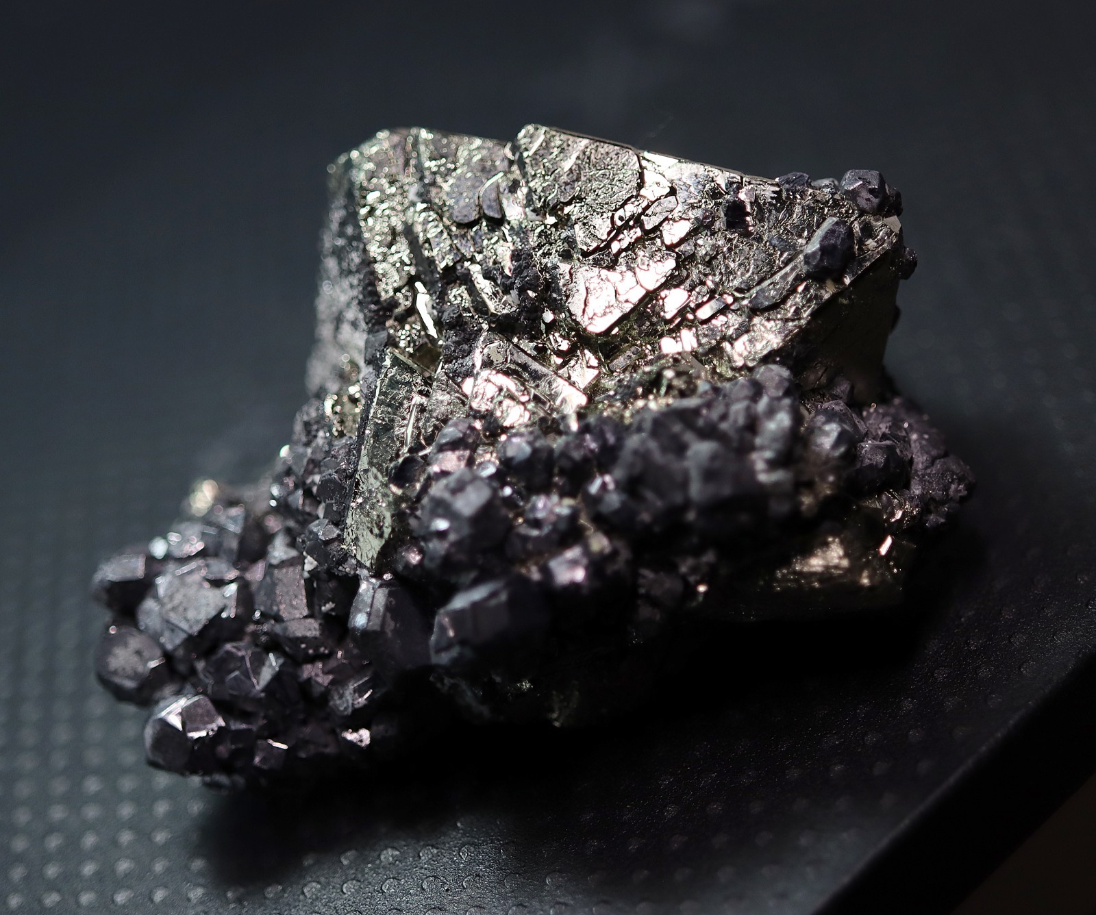 A perfect octahedron of pyrite with galena. No damage Huanzala mine Ancash, Peru
