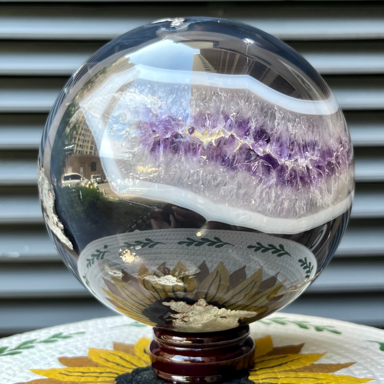 9.9 lb Natural Amethyst Geode Sphere Crystal Druzy Ball Gift Display Decor