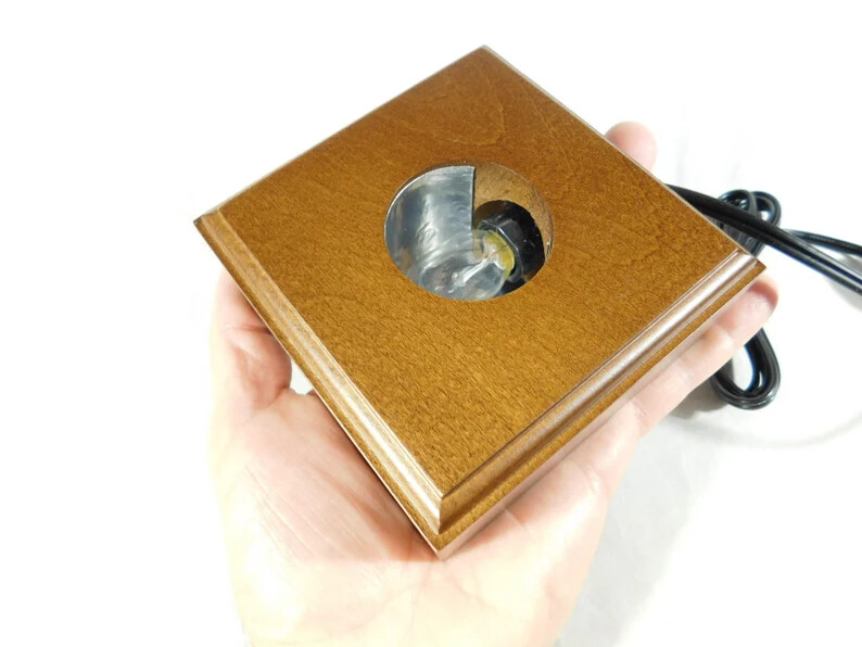 Lighted Display Stand Wood Finish Square Shape!