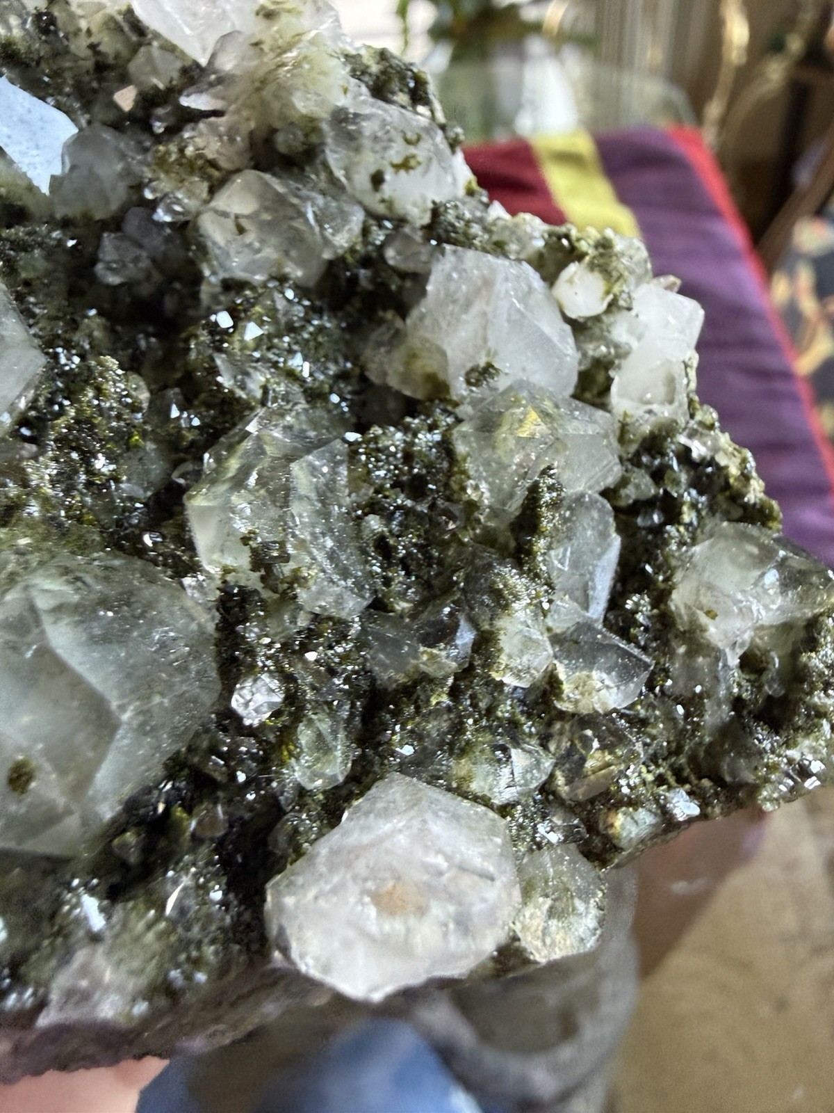 Forest Fairy Epidote on Quartz Crystal Specimen – Turkey
