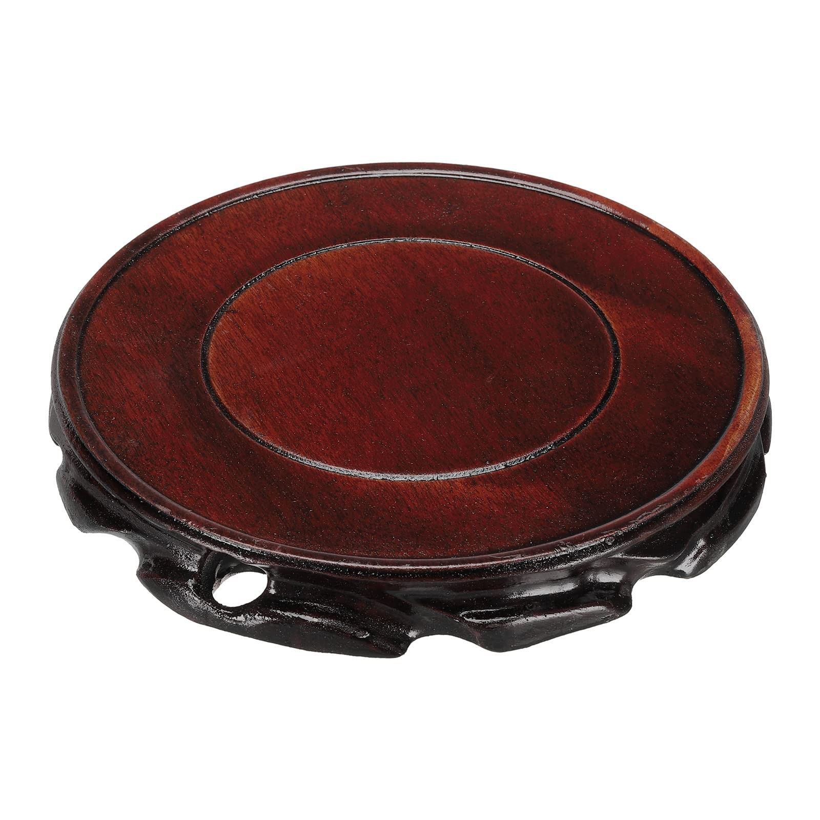 Wooden Stand Holder Display Base Black 160mm Diameter for Vase Bonsai Base