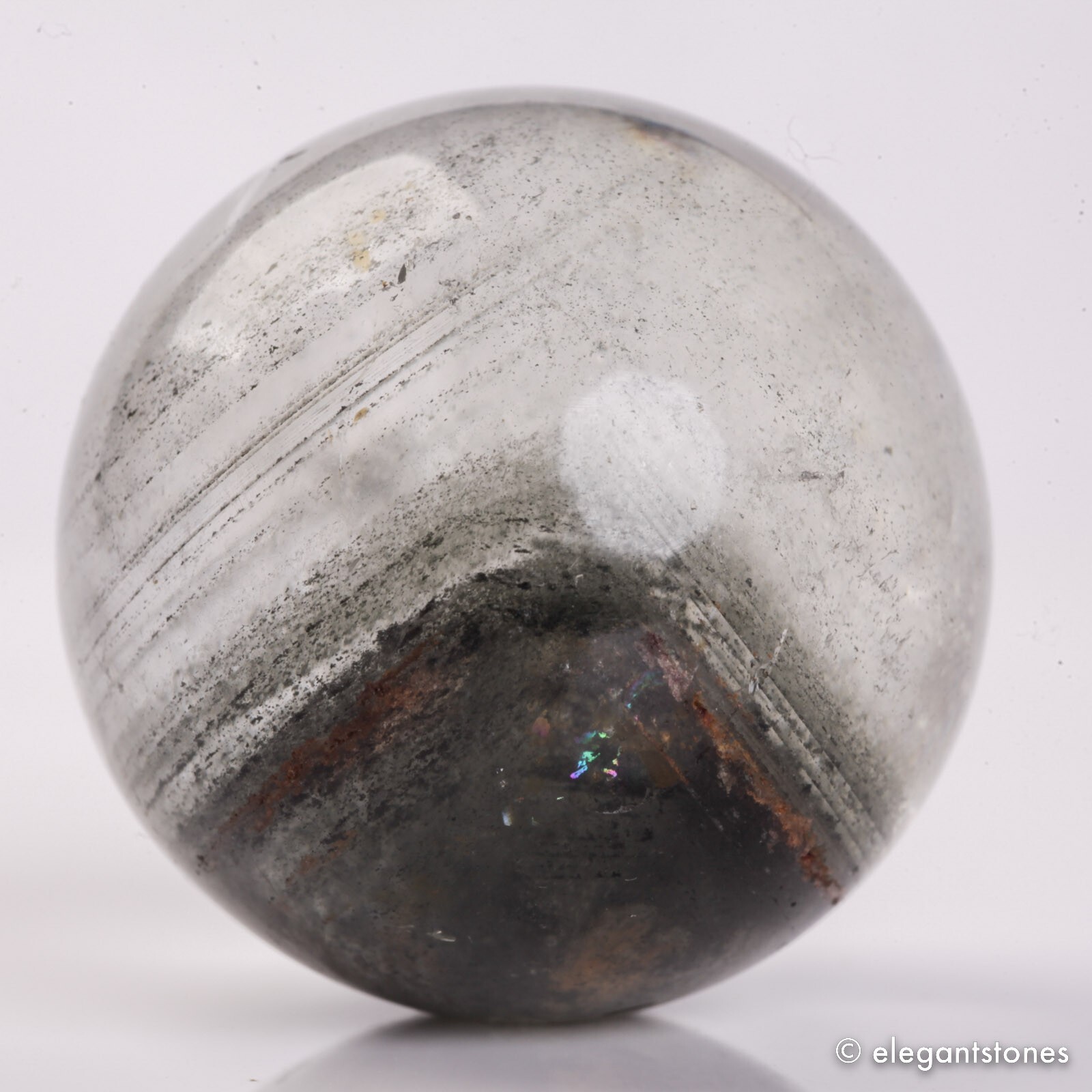 91g40mm Natural Garden/Phantom/Ghost/Lodolite Quartz Crystal Sphere Healing Ball