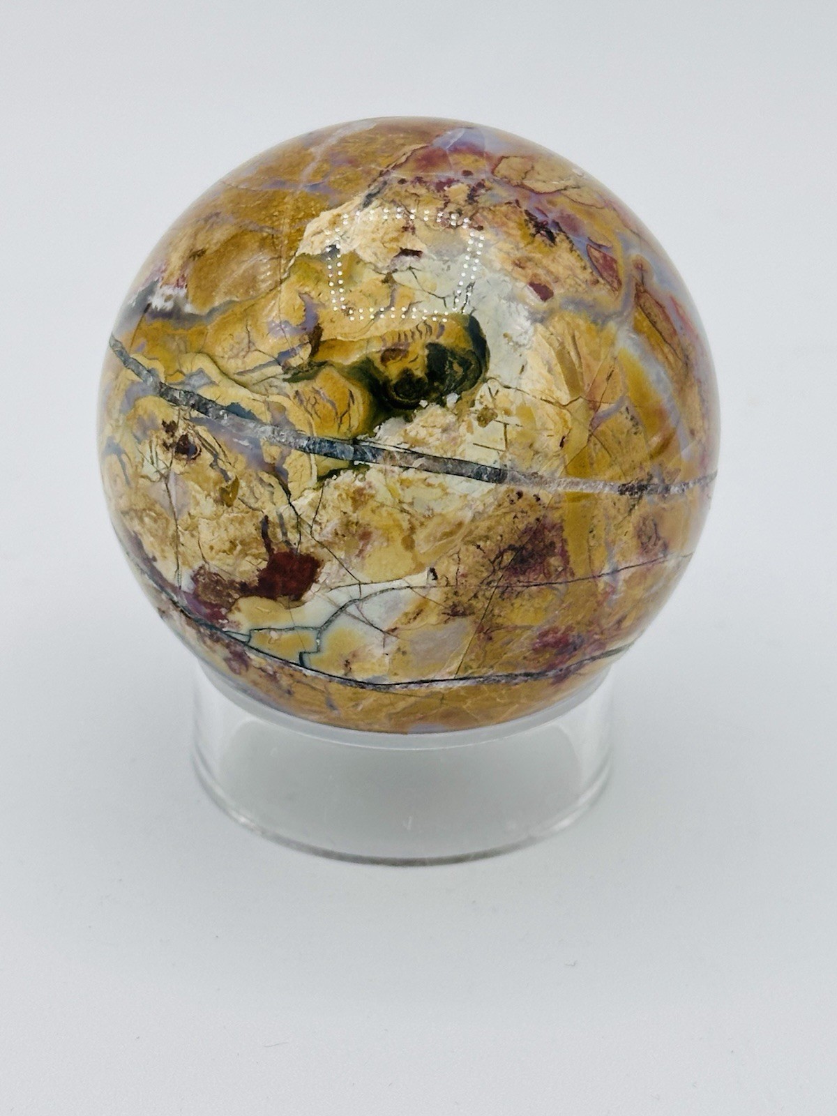 Natural Crystal – Ibis Jasper Sphere (Perfectly Imperfect) w/Acrylic Stand