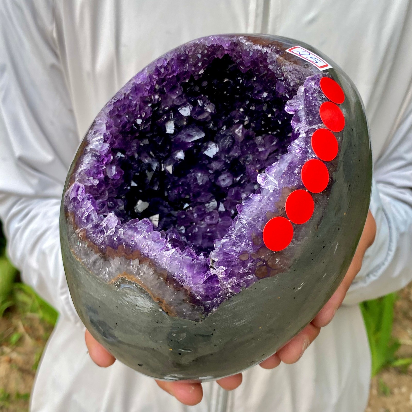 5.48LB Natural amethyst Dinosaur egg Quartz Crystal specimen healing