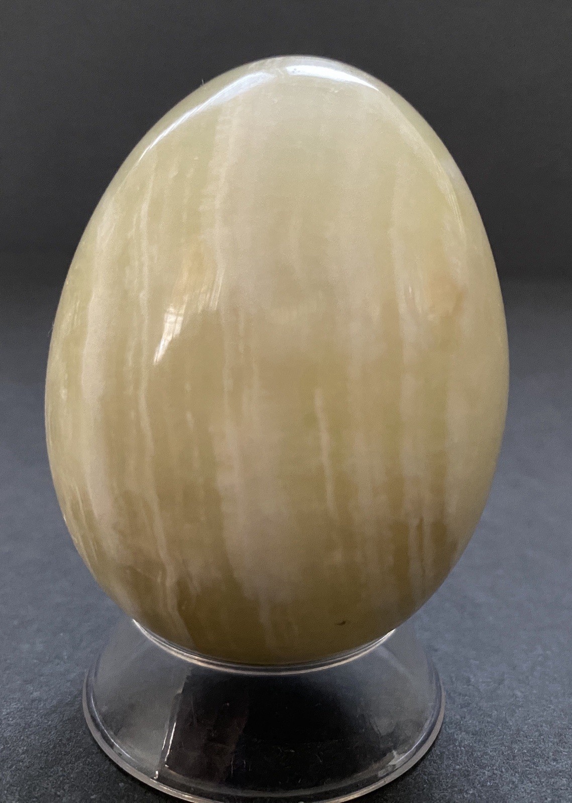 Natural Onyx Stone Egg With Stand Hand Polished Banded Agate Calcite Crystal