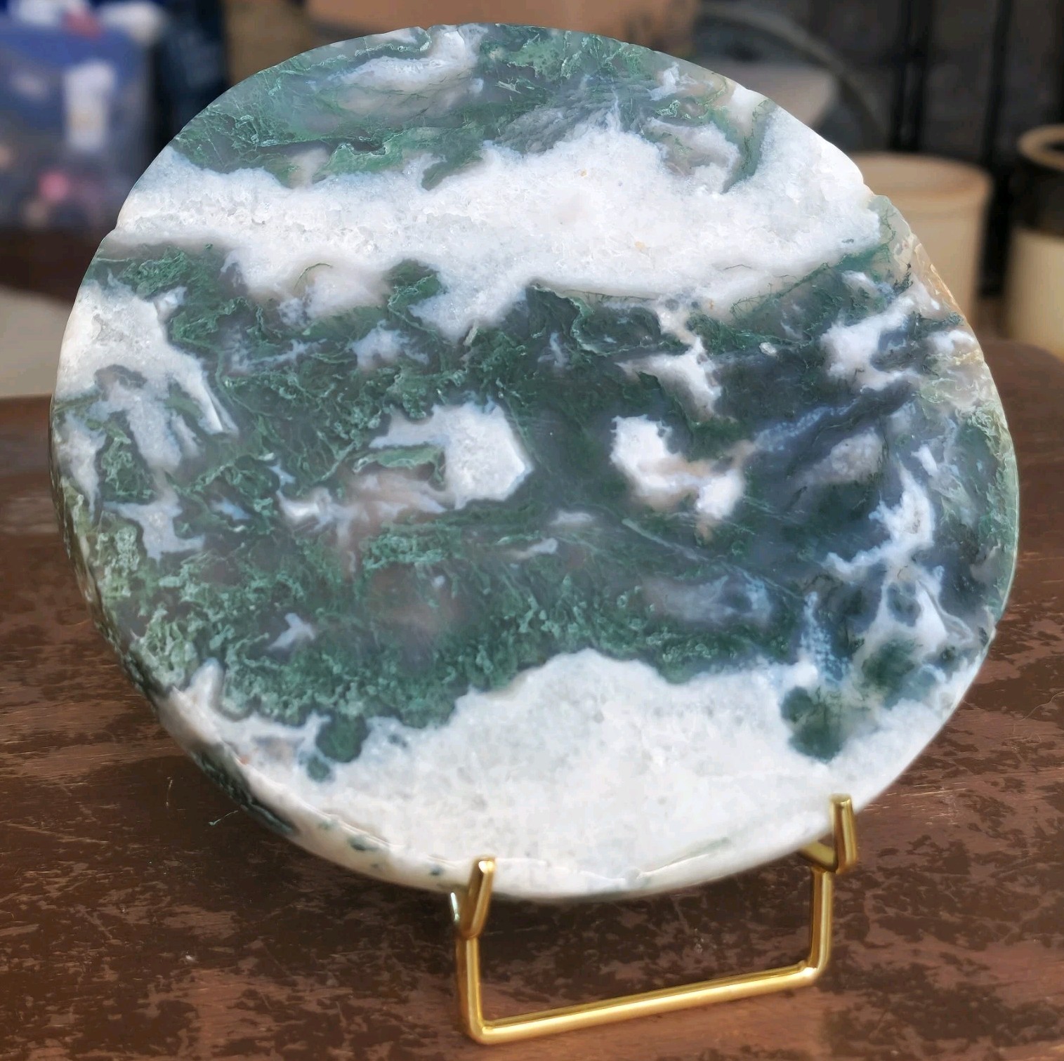 Natural Polished Moss Agate 5.25″ Slab – USA