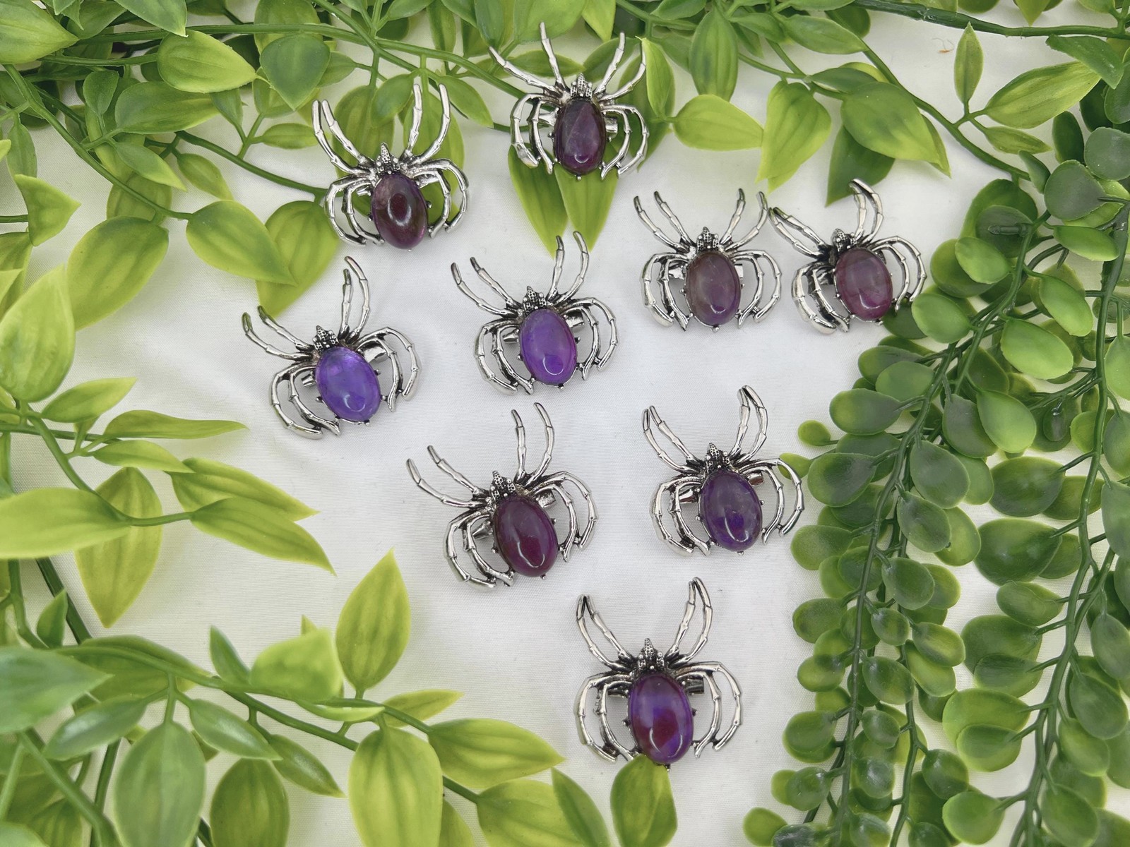 Amethyst spider brooch – 1.45″ amethyst spider crystal brooch – amethyst insect
