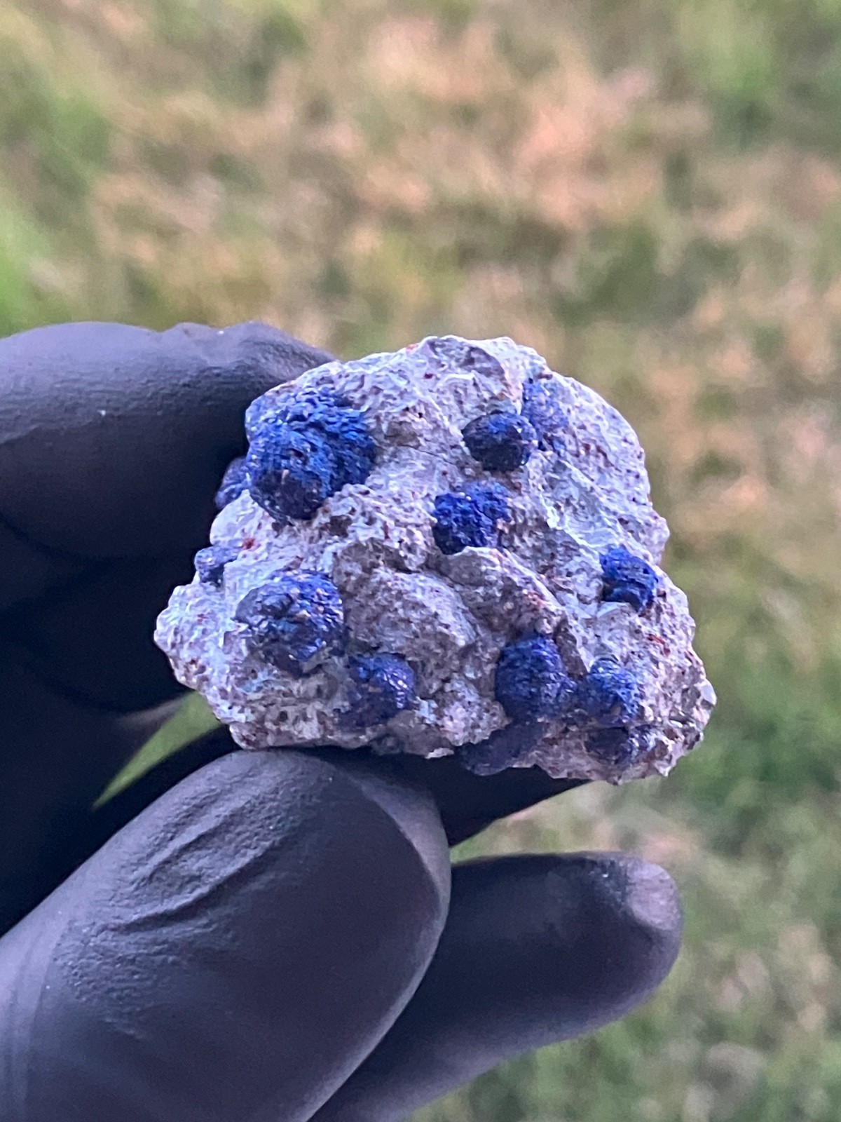 Azurite spherical nodules bright blue crystals on matrix Plaka Mines, Greece