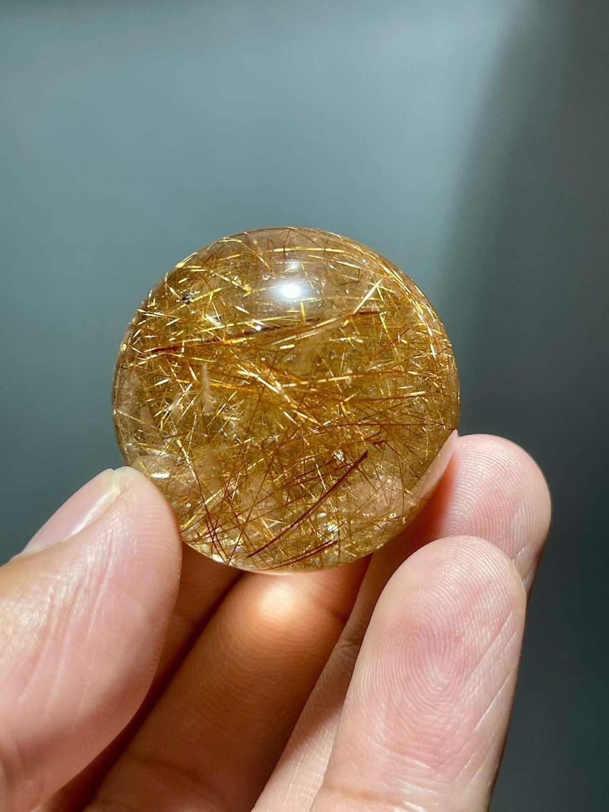34mm Natural hairstone Quartz Ball Crystal polished Sphere Healing decor