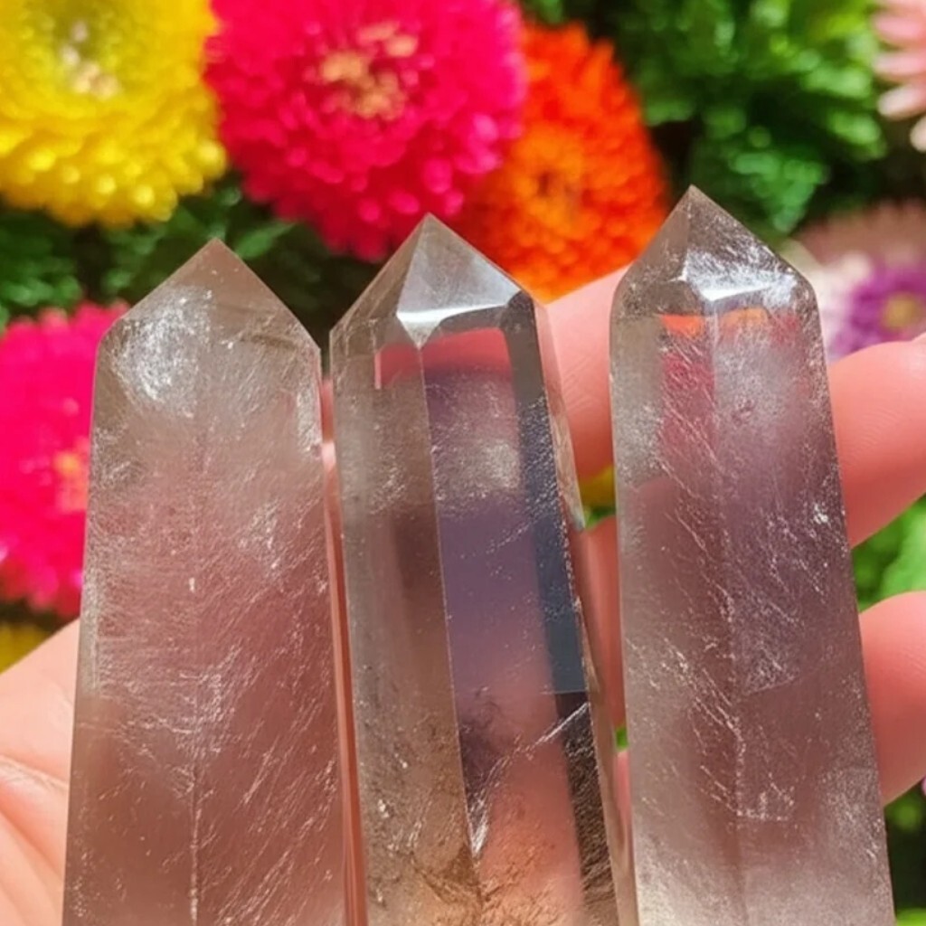 Natural Smoky Quartz Crystal Tower Point Wand HealingObelisk Home Decor Gifts