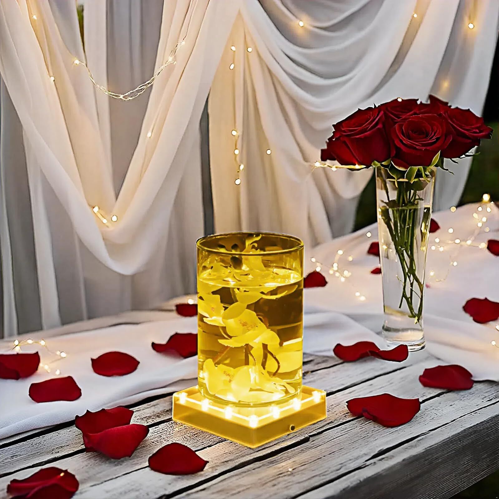 Square LED Light Display Stand for Effiel Tower Vase Crystal Glass Art