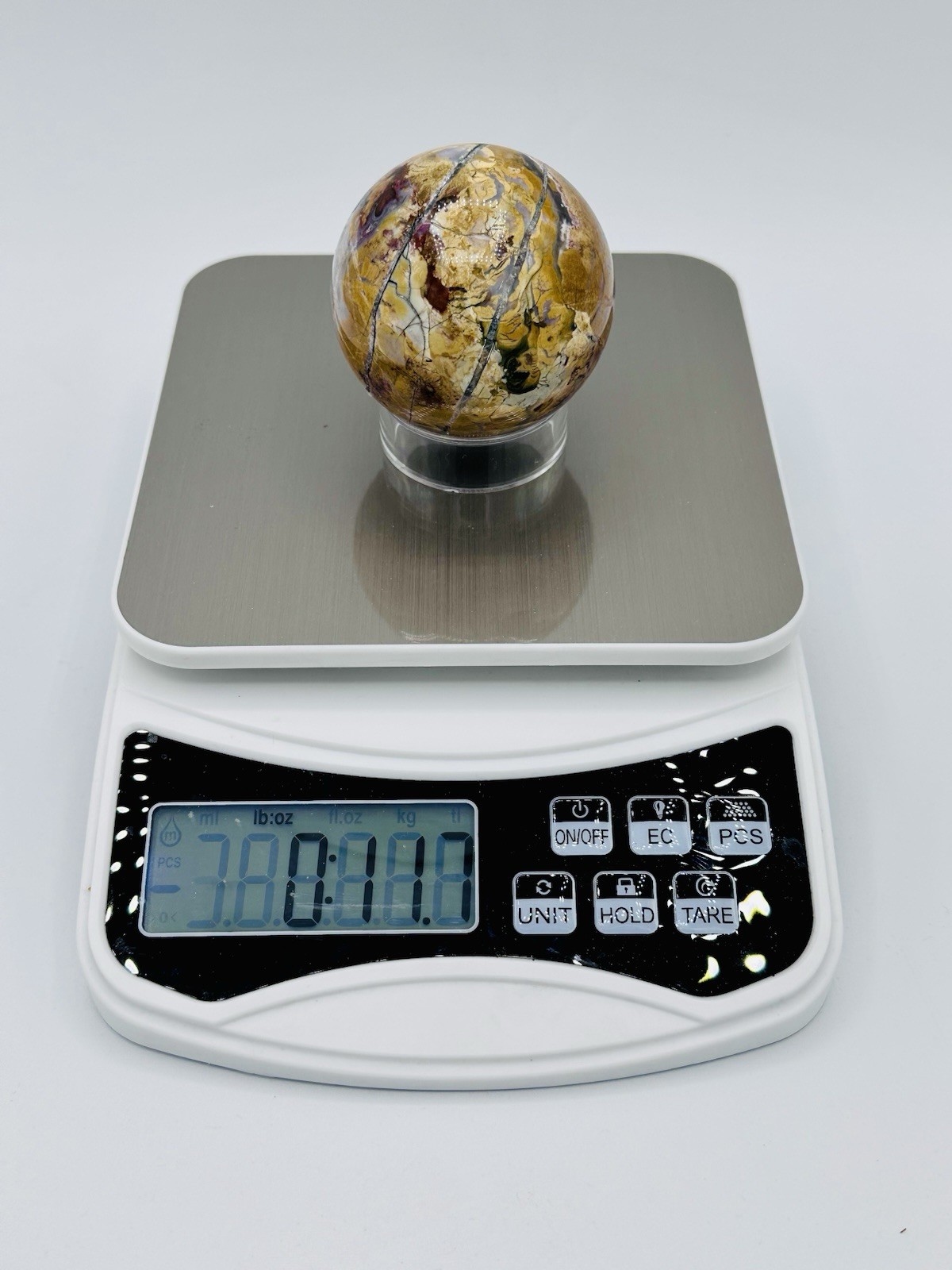 Natural Crystal – Ibis Jasper Sphere (Perfectly Imperfect) w/Acrylic Stand