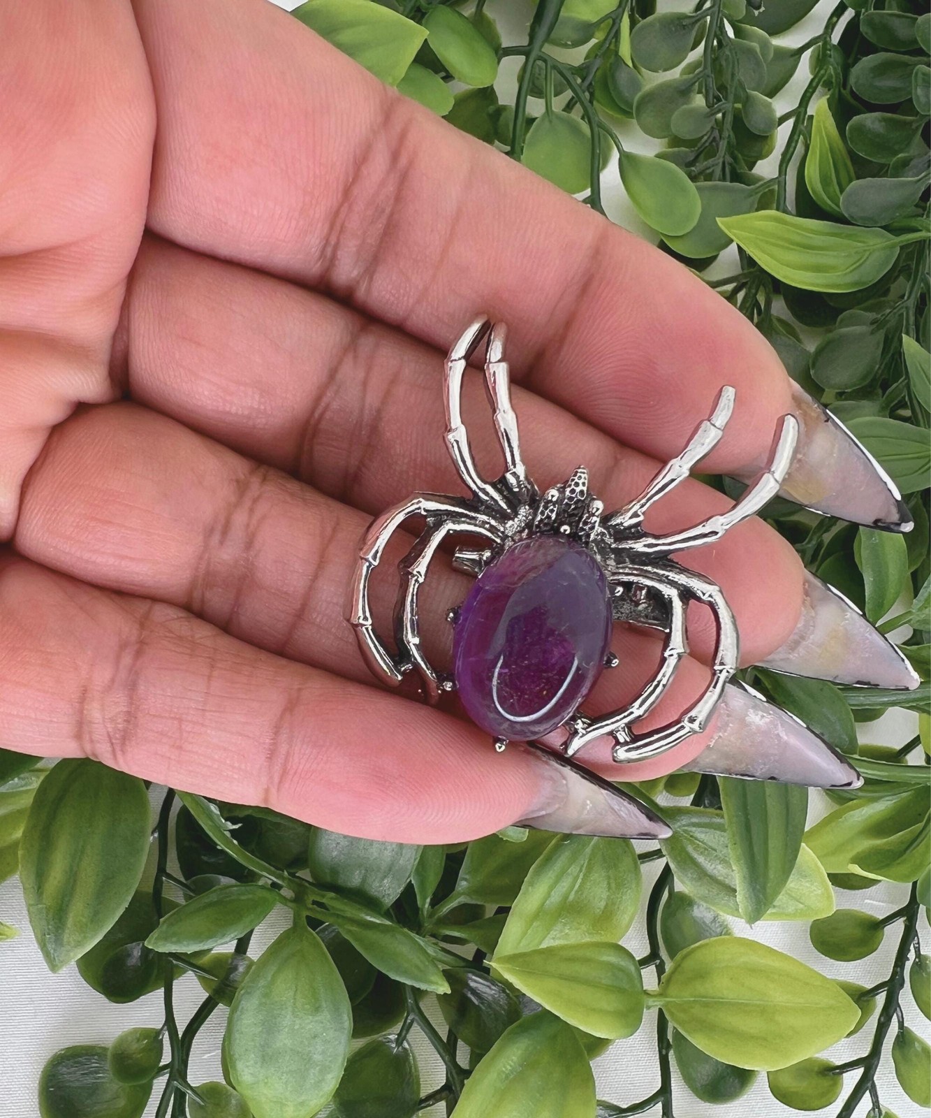 Amethyst spider brooch – 1.45″ amethyst spider crystal brooch – amethyst insect