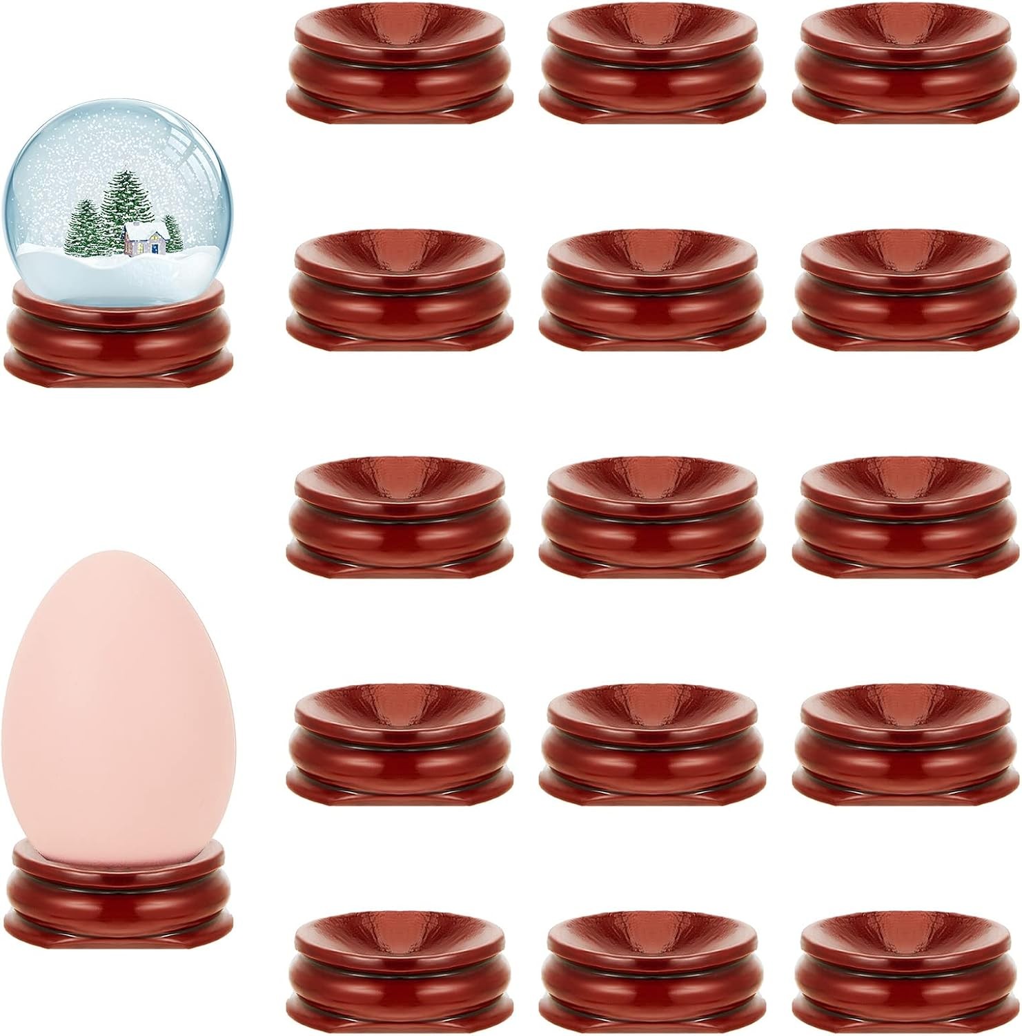 15 Pcs Sphere Stands for Display Crystal, Crystal Holder Wood Egg Ball Stand Sto