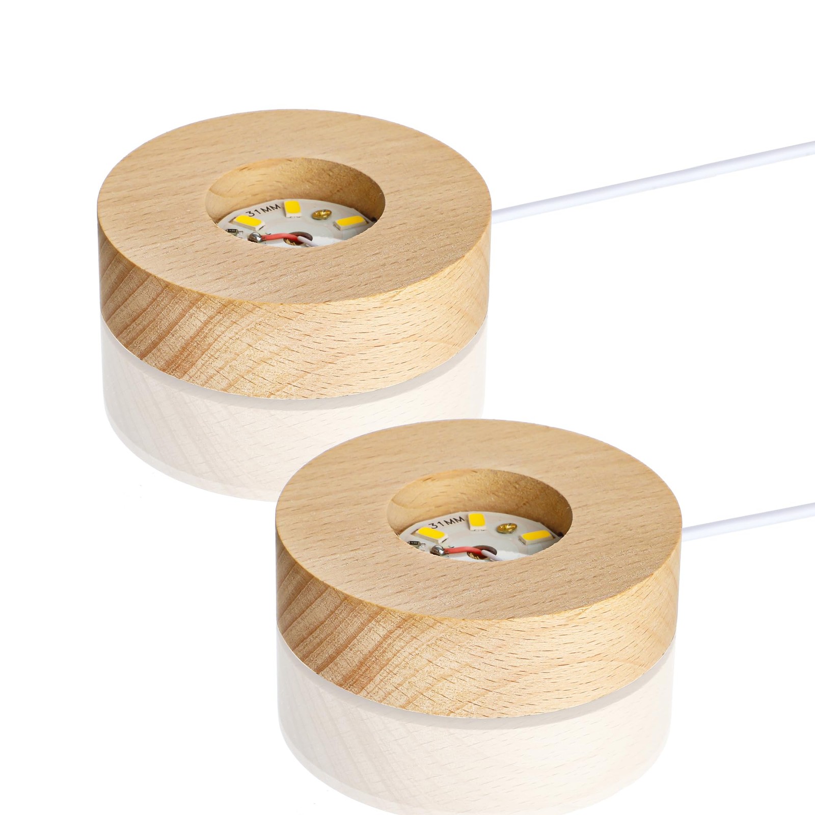 2Pcs Led Wood Display Stand for 3D Crystal Glass 2.7in Resin Art Light Wooden…