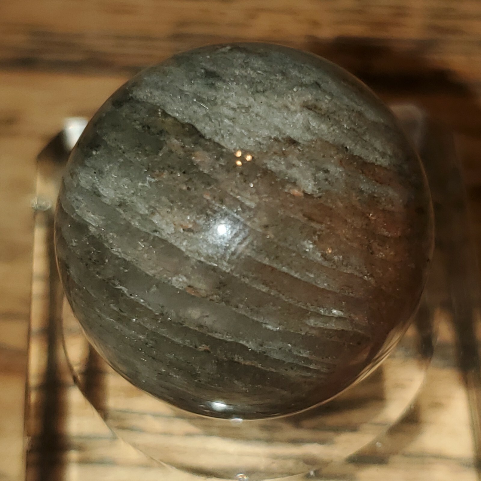 Amphibole Scenic Thousand Multi Layer Quartz Sphere Ball Orb Marble 22.5mm, 20g