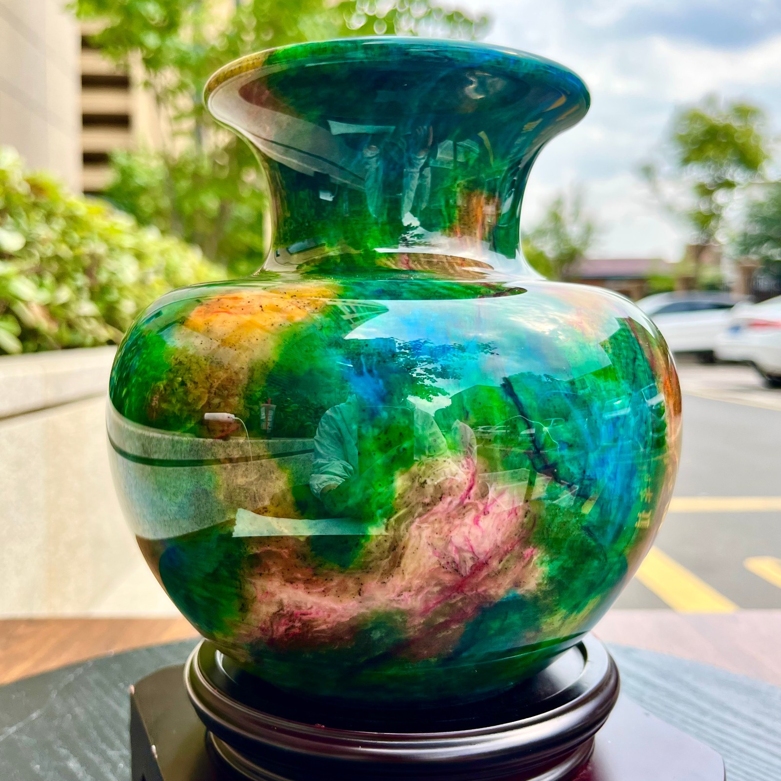 3.78LB Natural “Seven Colors Jade” vase specimen -Taiwan China
