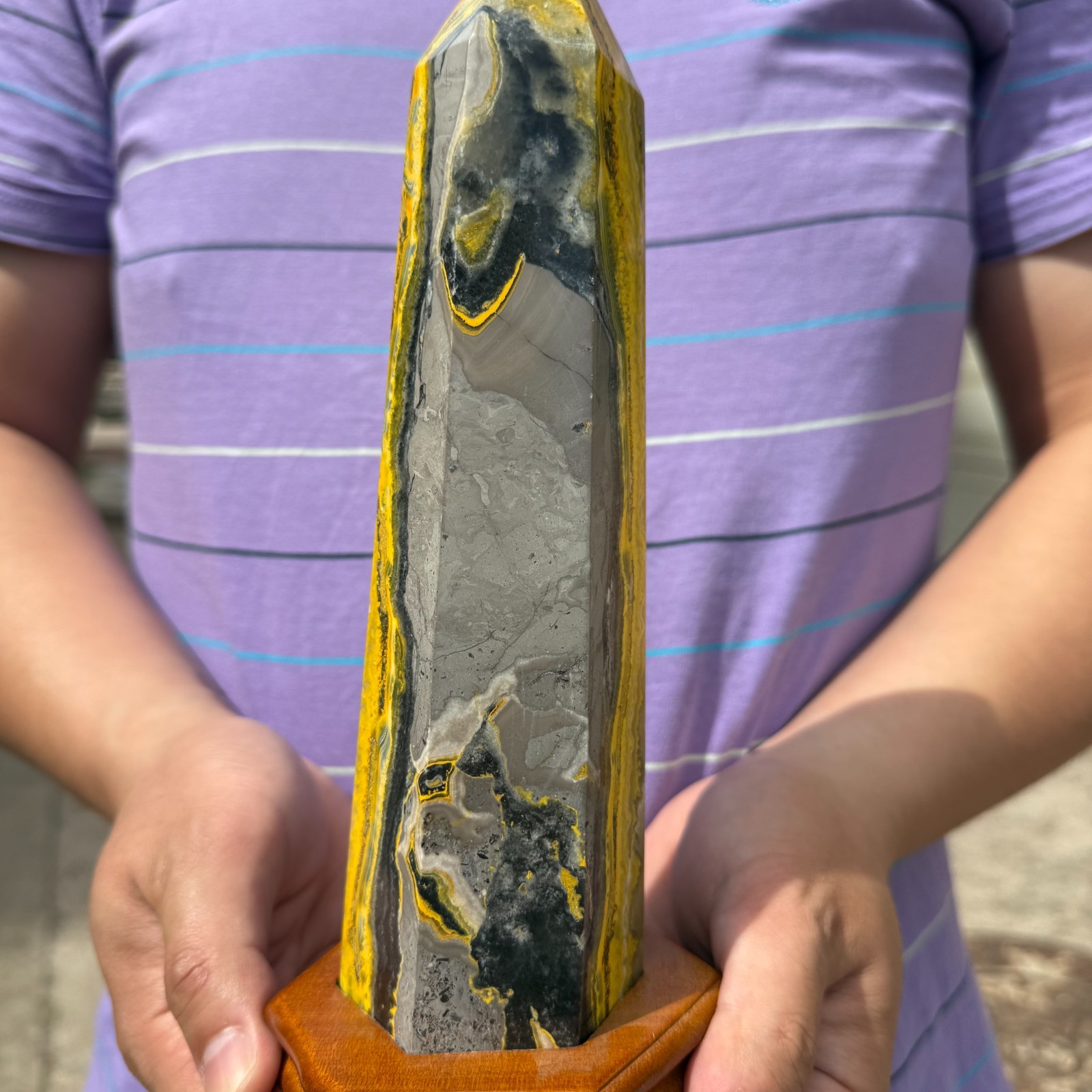 1168g Natural Bumblebee Jasper Tower Point Rare Crystal Healing With Stand