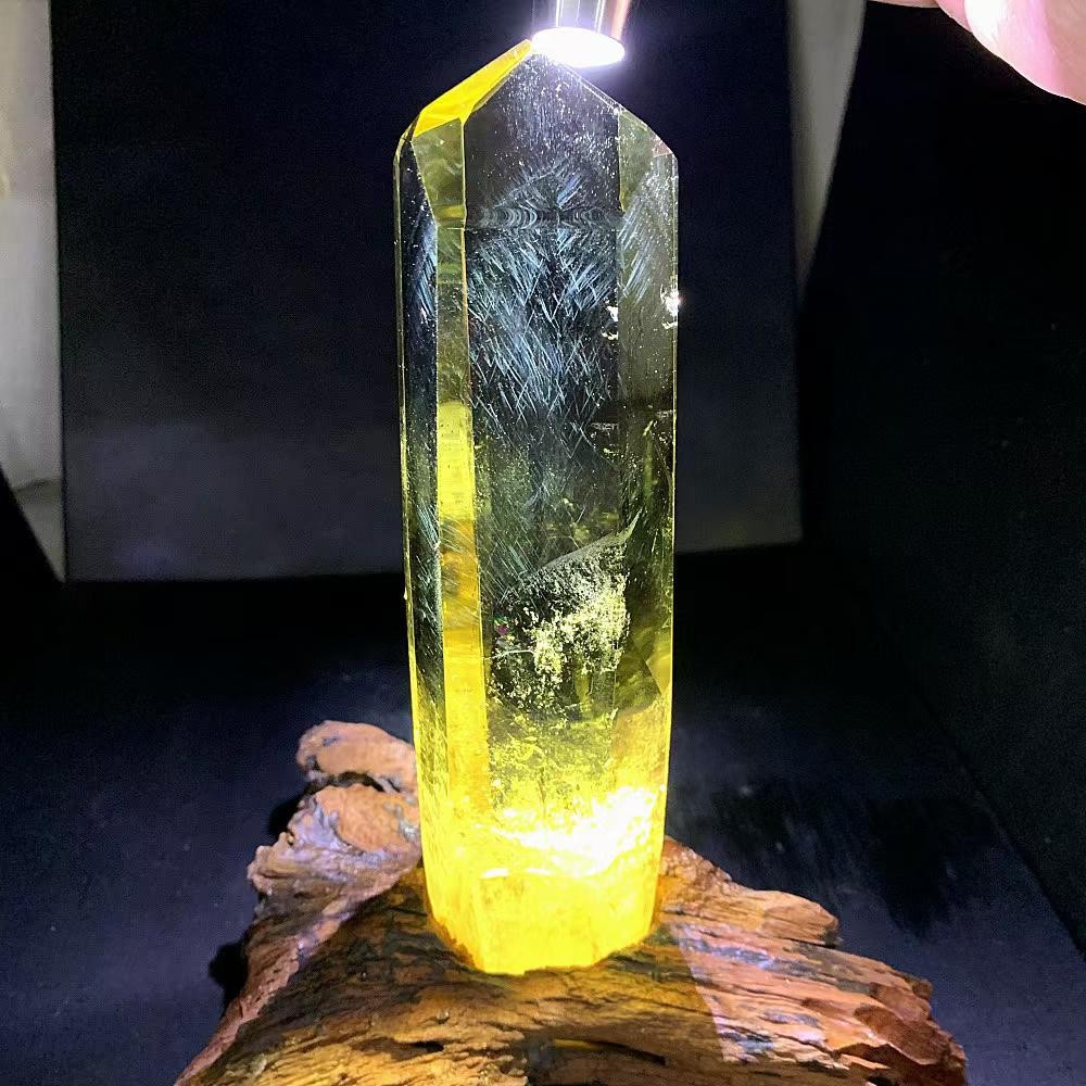 1.57LB Natural Citrine Quartz Obelisk Energy Crystal Tower Point Reiki+Stand