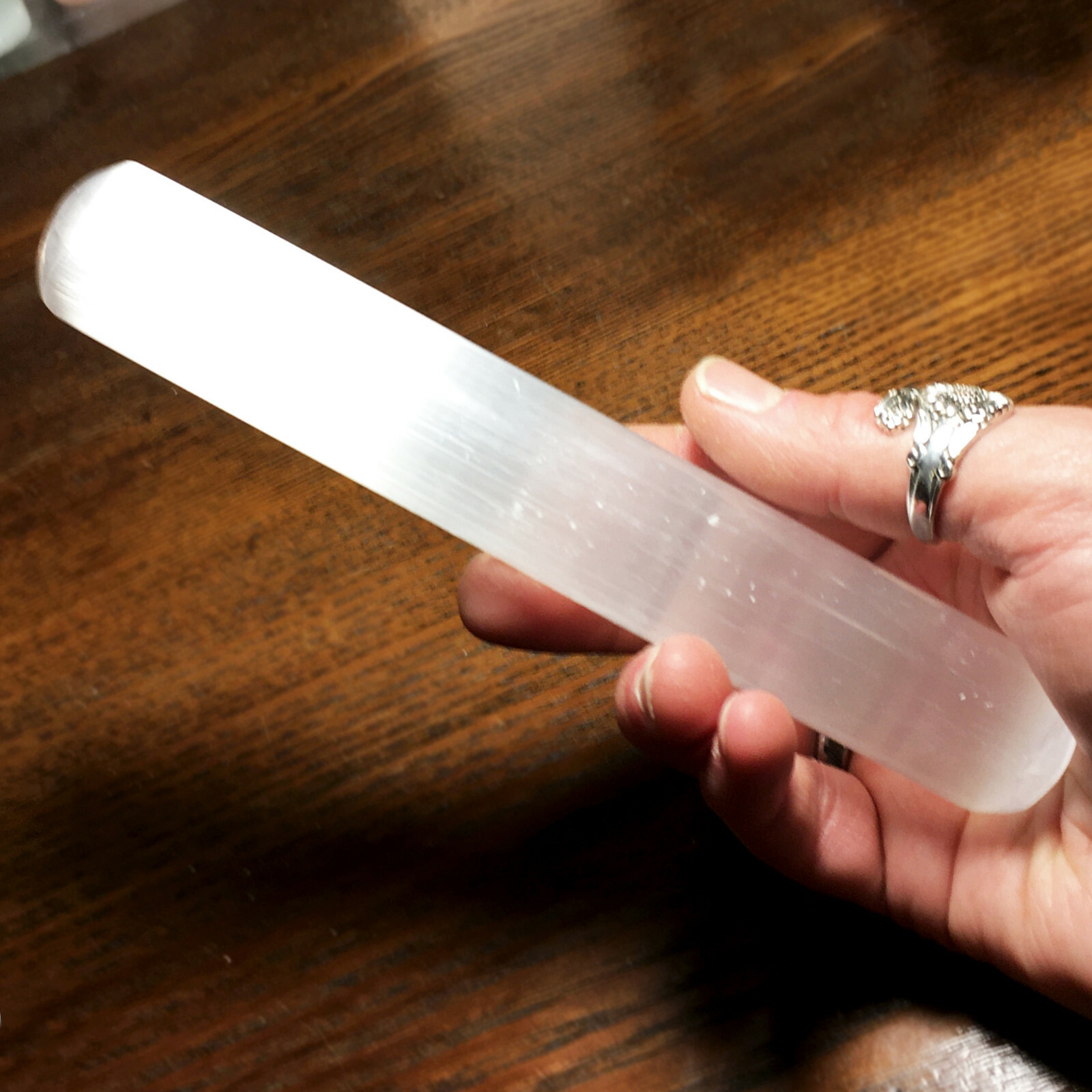 Selenite Crystal Massage Wand 6.5″ Smooth Polished Round Heal Reiki CHARGE Prote