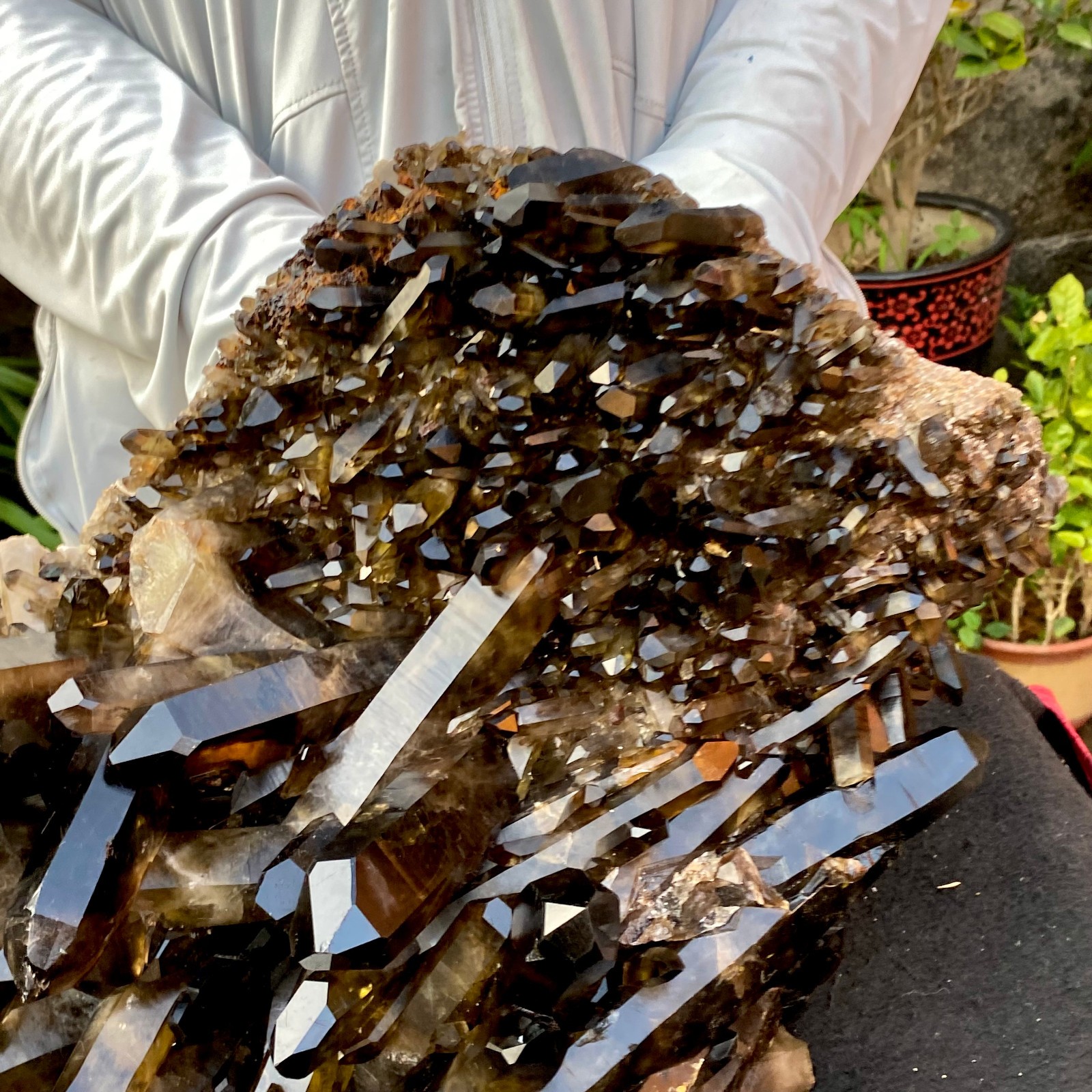 40.43LB Large Natural Black Smoky Quartz Crystal Cluster Raw Mineral Specimen