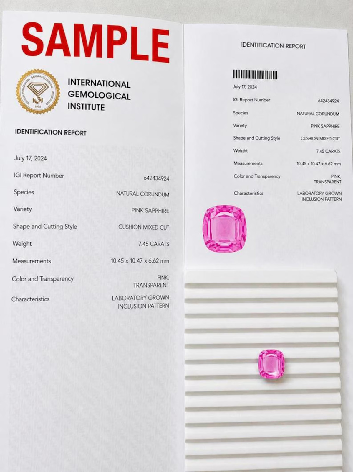 6 Ct Hot Pink Sapphire 10x10mm Gemstone, Cushion Cut Lab Gorwn Stone For Jewelry