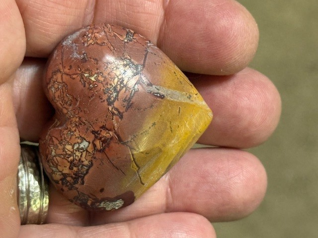 RARE & BEAUTIFUL: 1 5/8 ” MOOKAITE JASPER,MOROCCO.BOTH SIDES NICE!