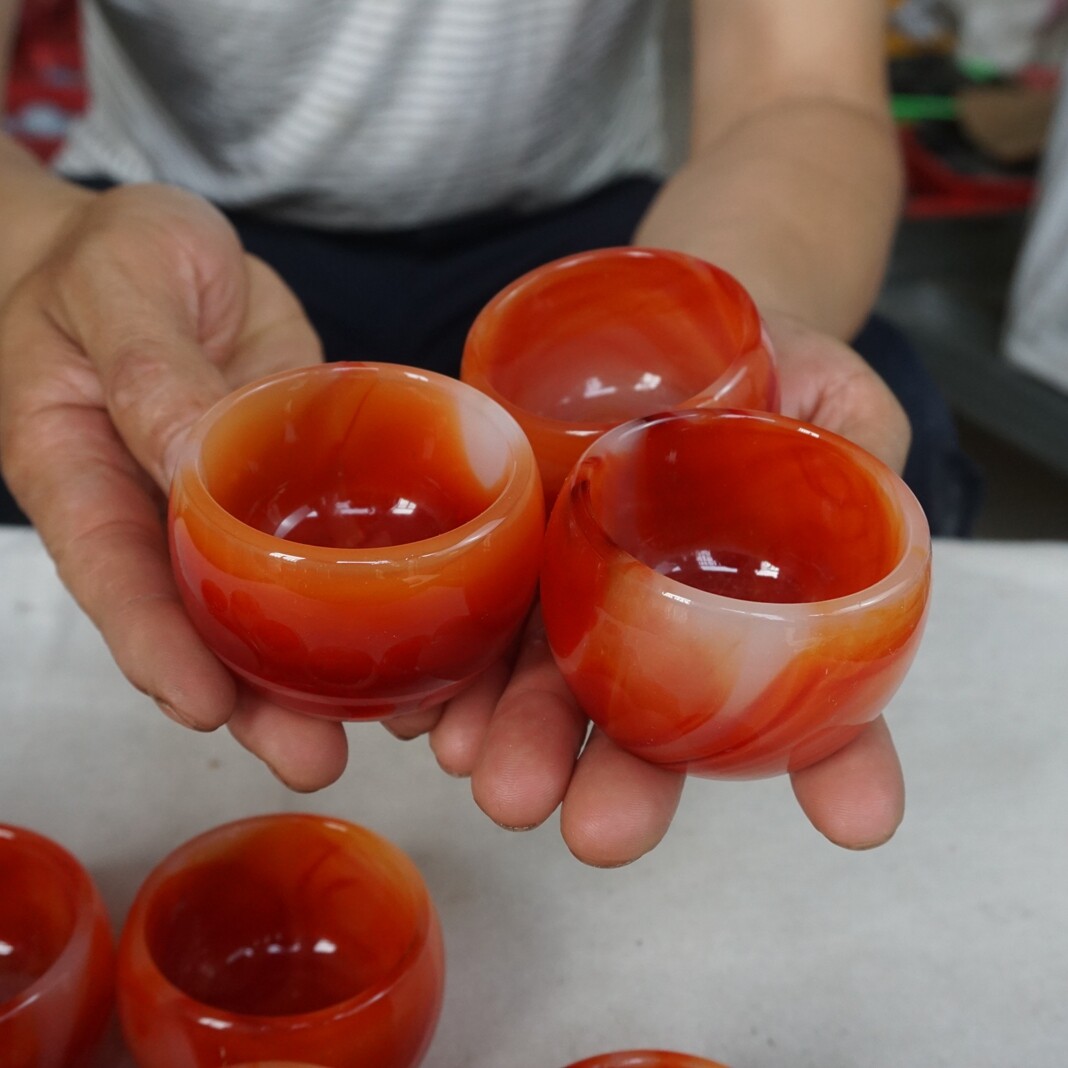 5 Pieces Manmade Art Agate Carnelian Quartz Crystal Bowl Cup Carving Healing