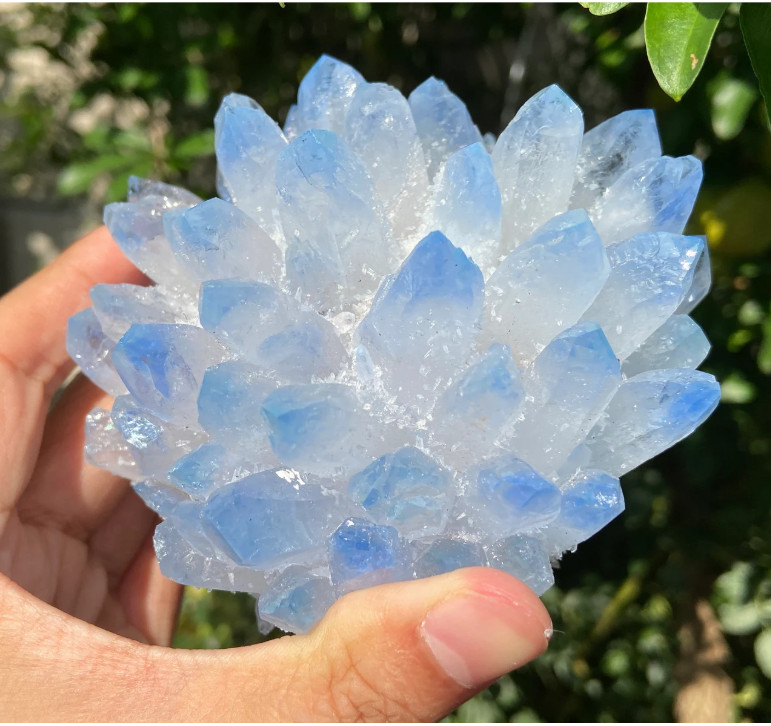 Blue Quartz Cluster Ornaments Crystal Cluster | Home Decor, Healing Quartz Gift