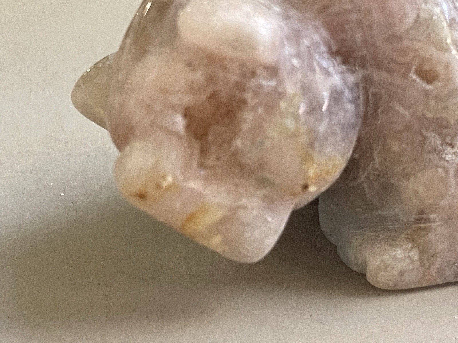 Flower Agate Crystal/Gemstone Polar Bear Carving W/Druzy 83G 2 1/4″ x 1 1/4″