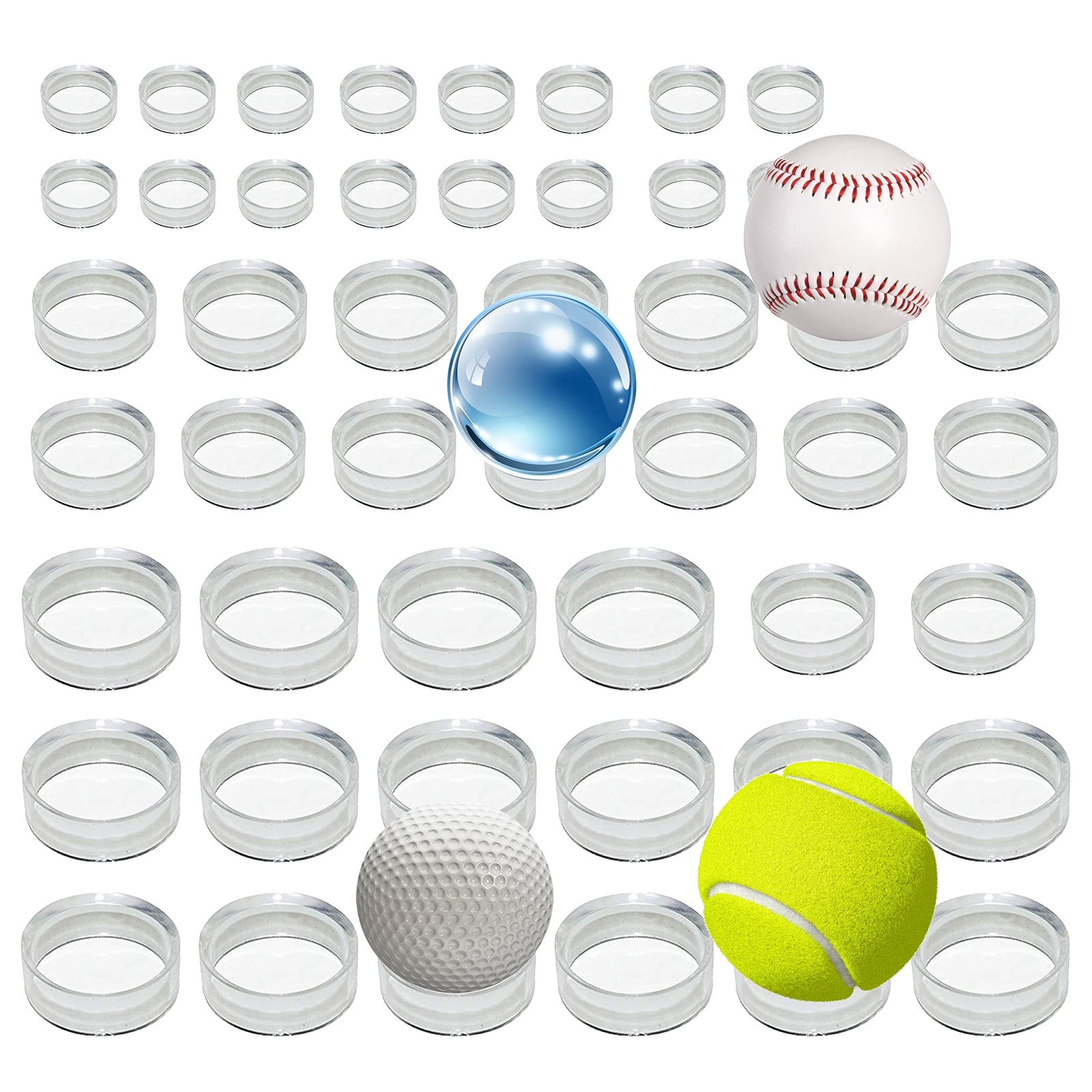 48 Pcs Clear Baseball Ring Stand Sphere Display Holder for Golf Ball Baseball