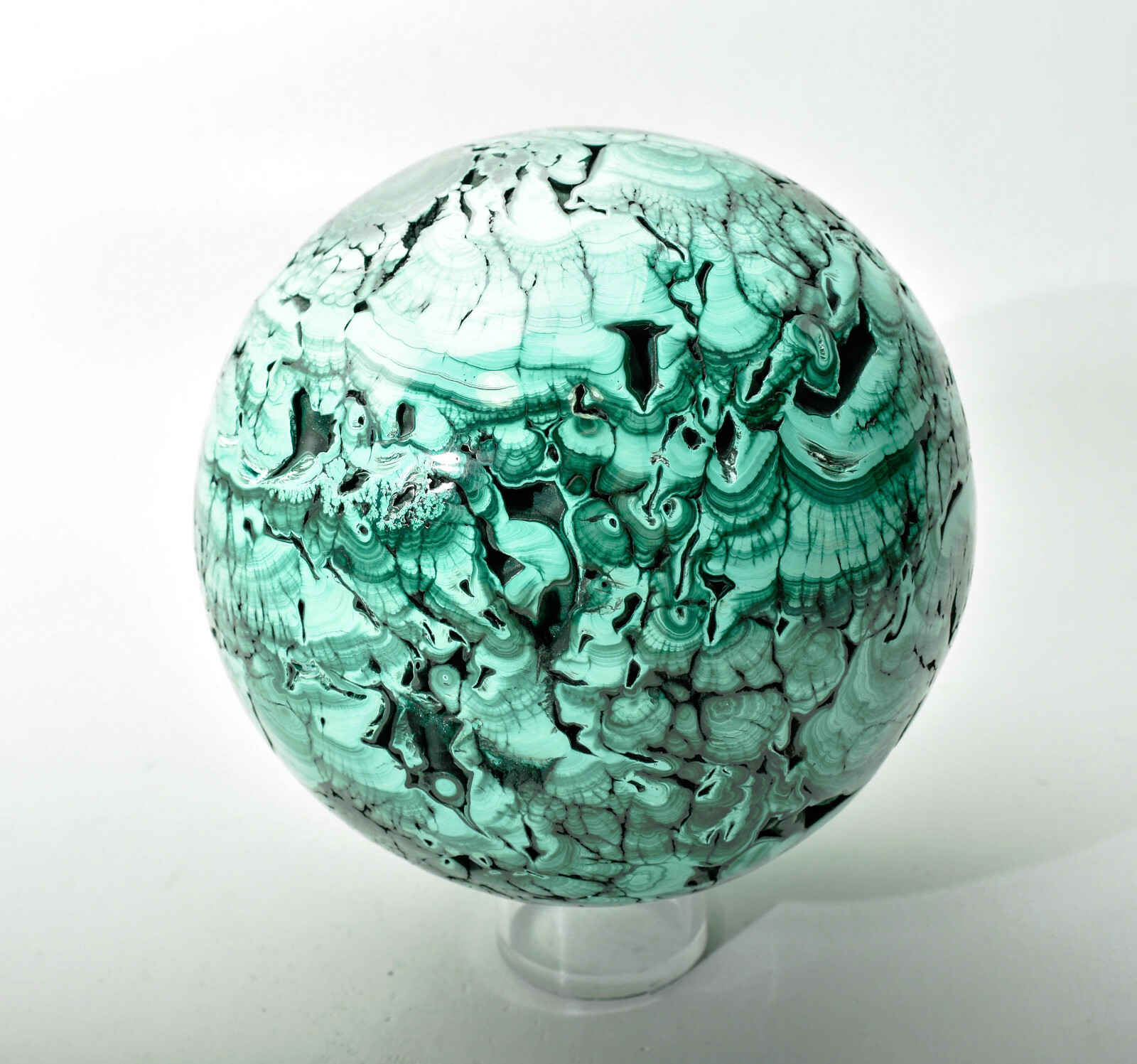 5.31″ Beautiful POLISHED MALACHITE SPHERE With Stand – No Filler Congo E565