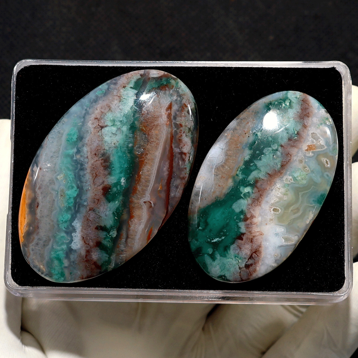 Mineral Landscape~ 2 PC Natural Aquaprase Rare Chalcedony Crystal Palmstone Set